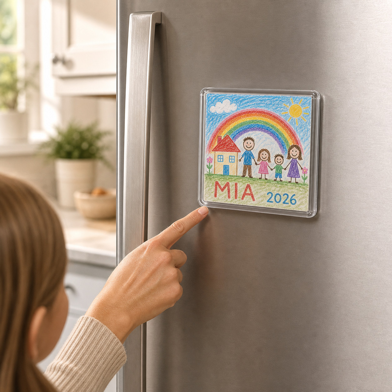 Custom Child Artwork Magnet Personalized Kids Drawing Name Date