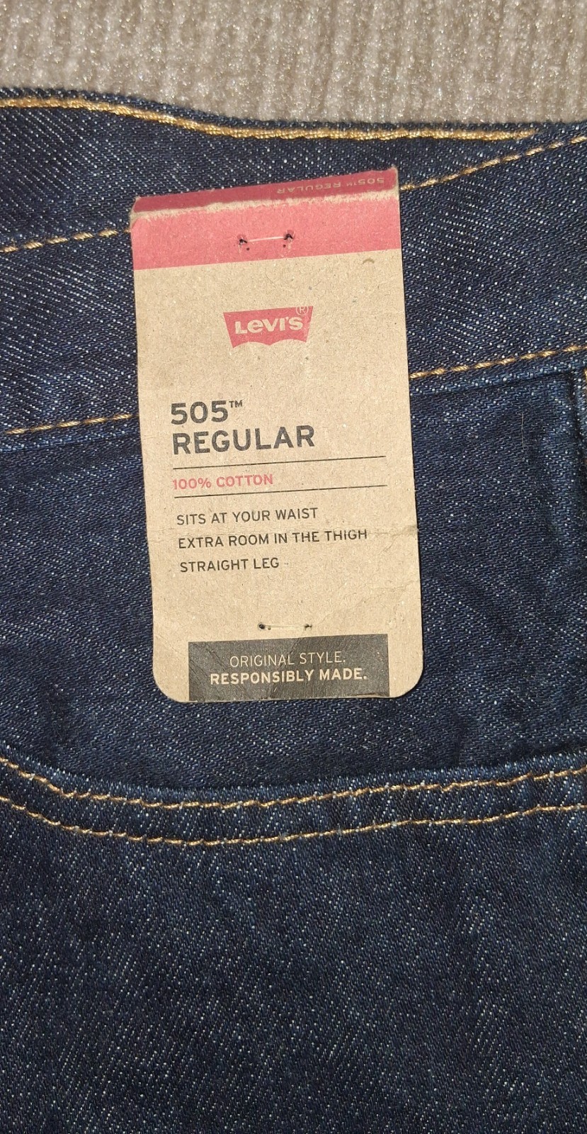Levi’s NWT Men’s 500 Series 505 Regular Fit Straight Leg Jeans – Dark Wash Blue
