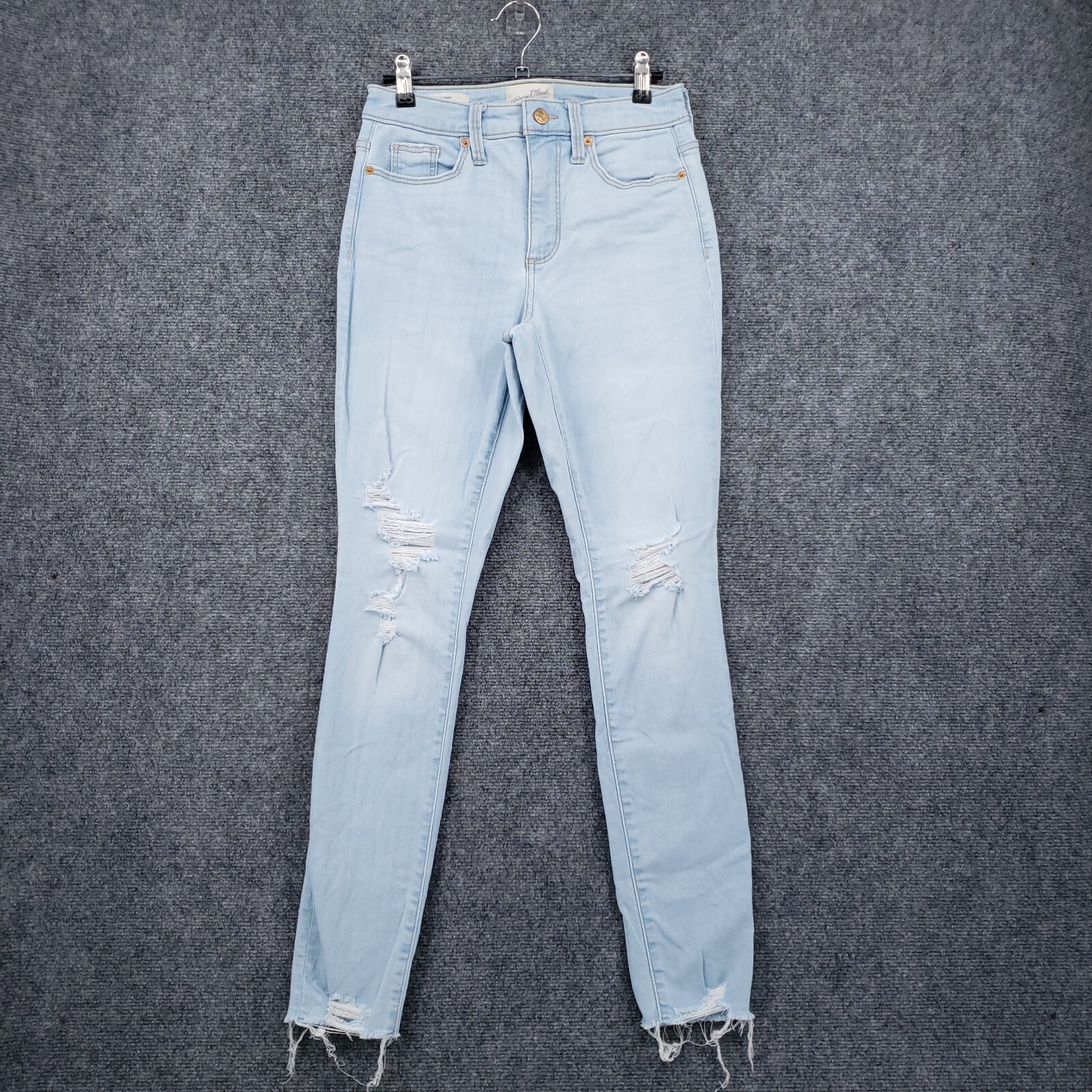 Universal Thread Jeans Women 2/26R Blue High Rise Skinny Stretch Raw Hem Denim