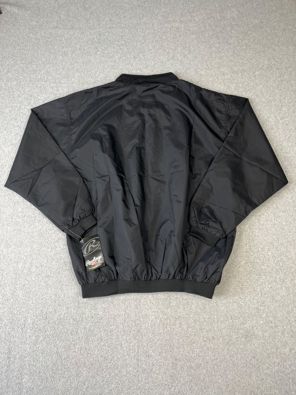 Rawlings Performance Dugout Pullover Mens L Black Pockets Mesh Lined Loose Fit