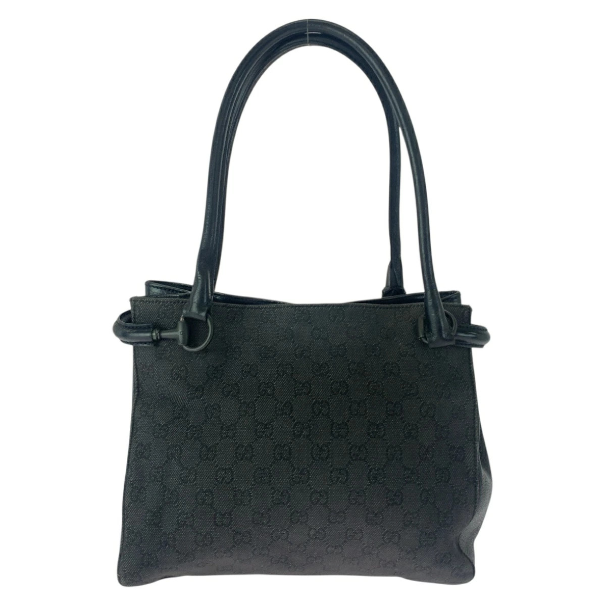 GUCCI GG Canvas Tote Bag Black Shoulder Bag 11.6in x 10.4in x 3in