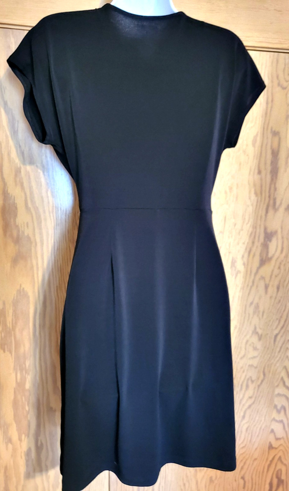 NINE WEST Black DRESS Faux Wrap Size Small SLINKY – CLEAN – Slimming
