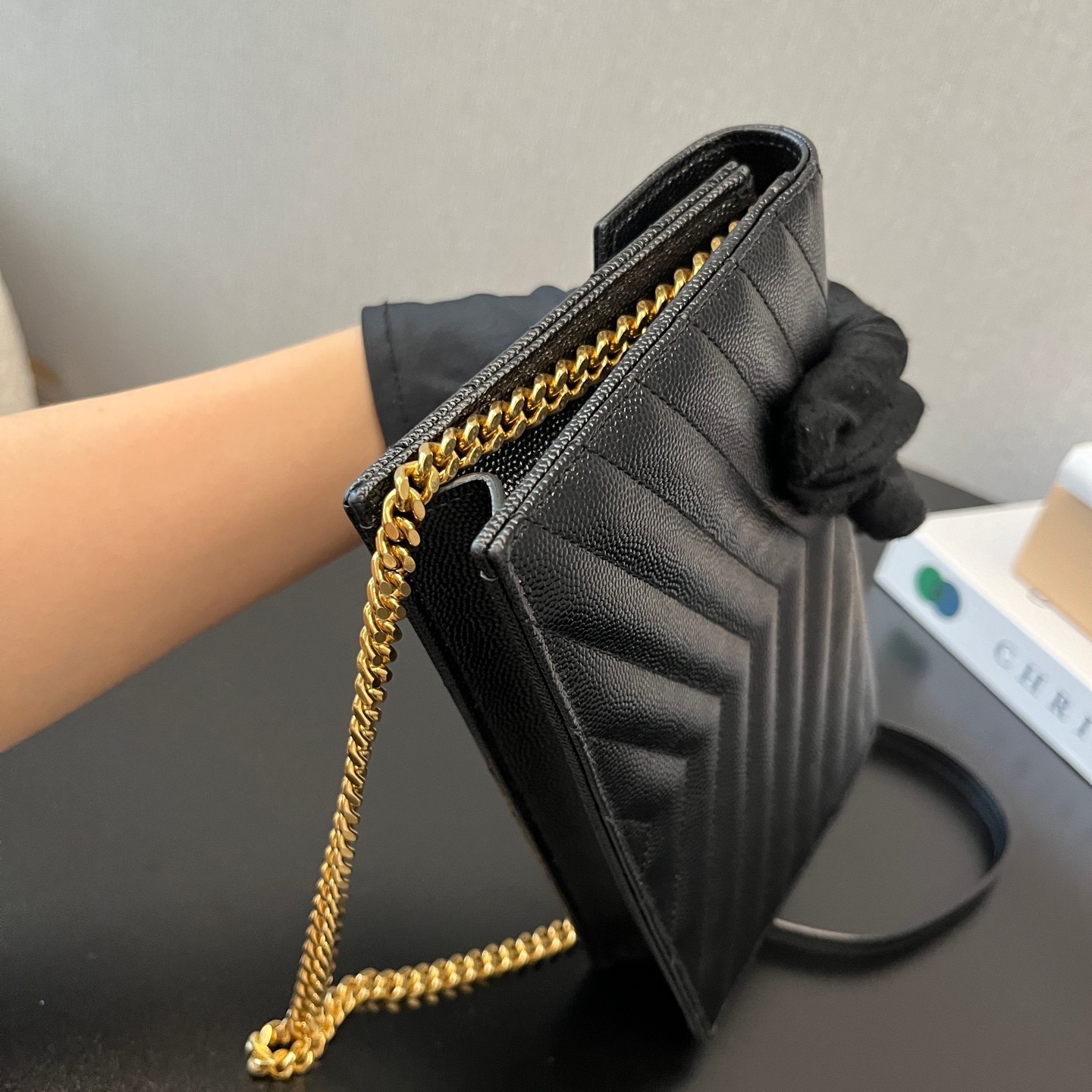 YSL Monogram Envelope WOC Small Black Caviar Calfskin Crossbody US Ship