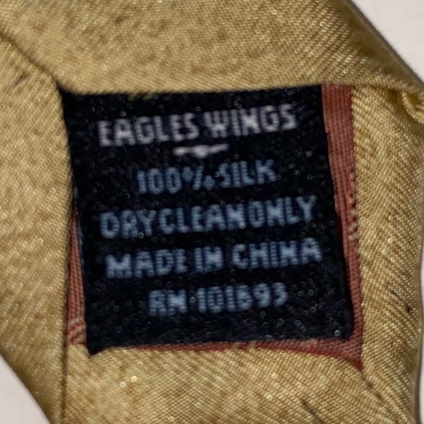 Eagles Wings West Virginia University WVU Silk Tie Sports Collage Tan Blue Gold