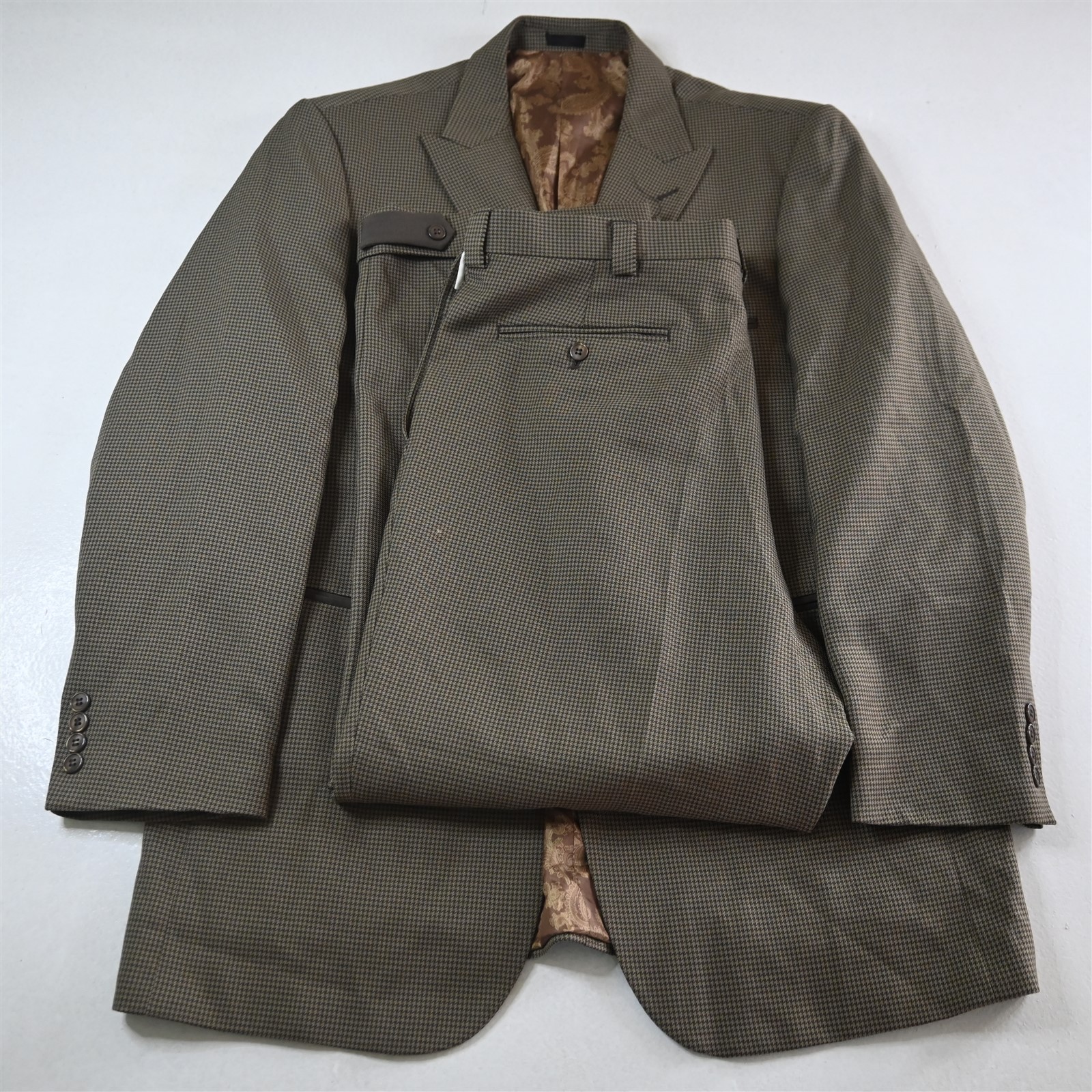 Falcone 44R 36×30 Brown Houndstooth Mens Jacket Pants Suit