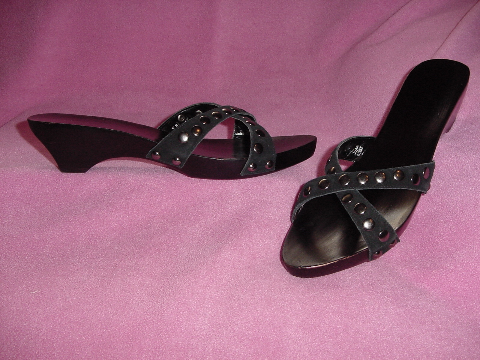 BROWN SUEDE Slide Nail Heads “Cybil” by Jessica Bennett 7.5~8.5 NEW~FREE SHIP