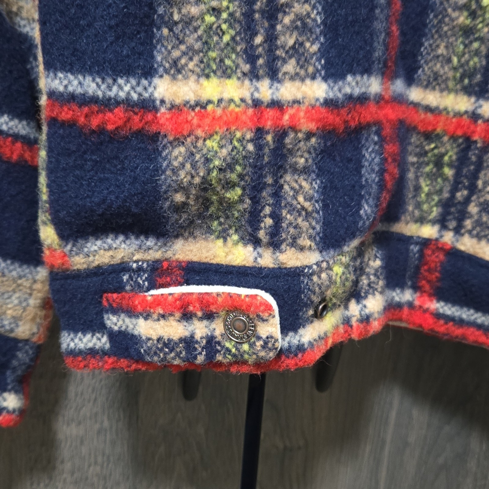 Levi’s Men’s Plaid Lined Sherpa Collar Snap Jacket Size M Blue/Beige/Red