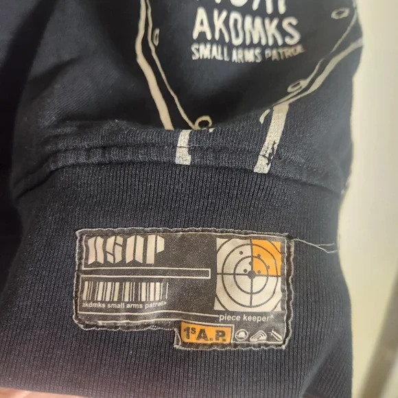 Vintage Akdmks ASAP Black White All Over Print Sweatshirt Sz L Rare Streetwear