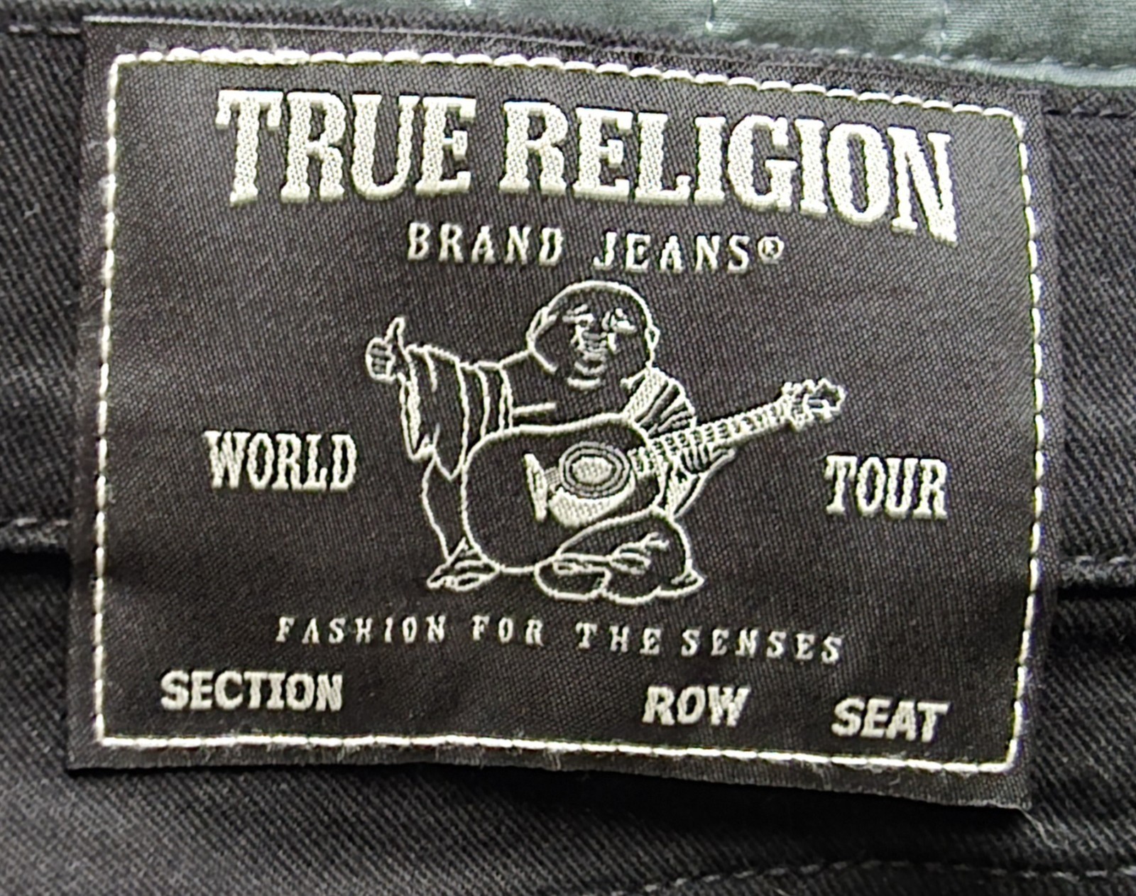 NWT True Religion Ricky Black Jeans Mens 38×30 Red Stitch Relaxed Straight Flap