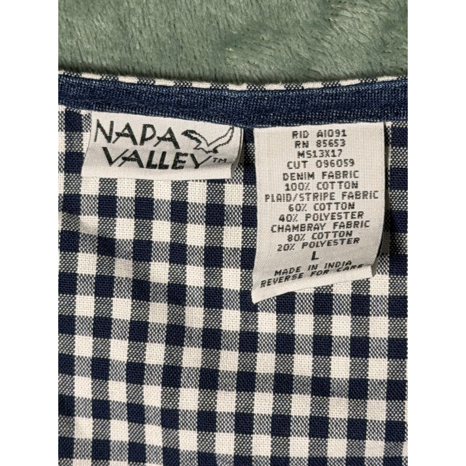 Vintage Napa Valley Denim Gingham Patchwork Floral Embroidered Vest Womens Large