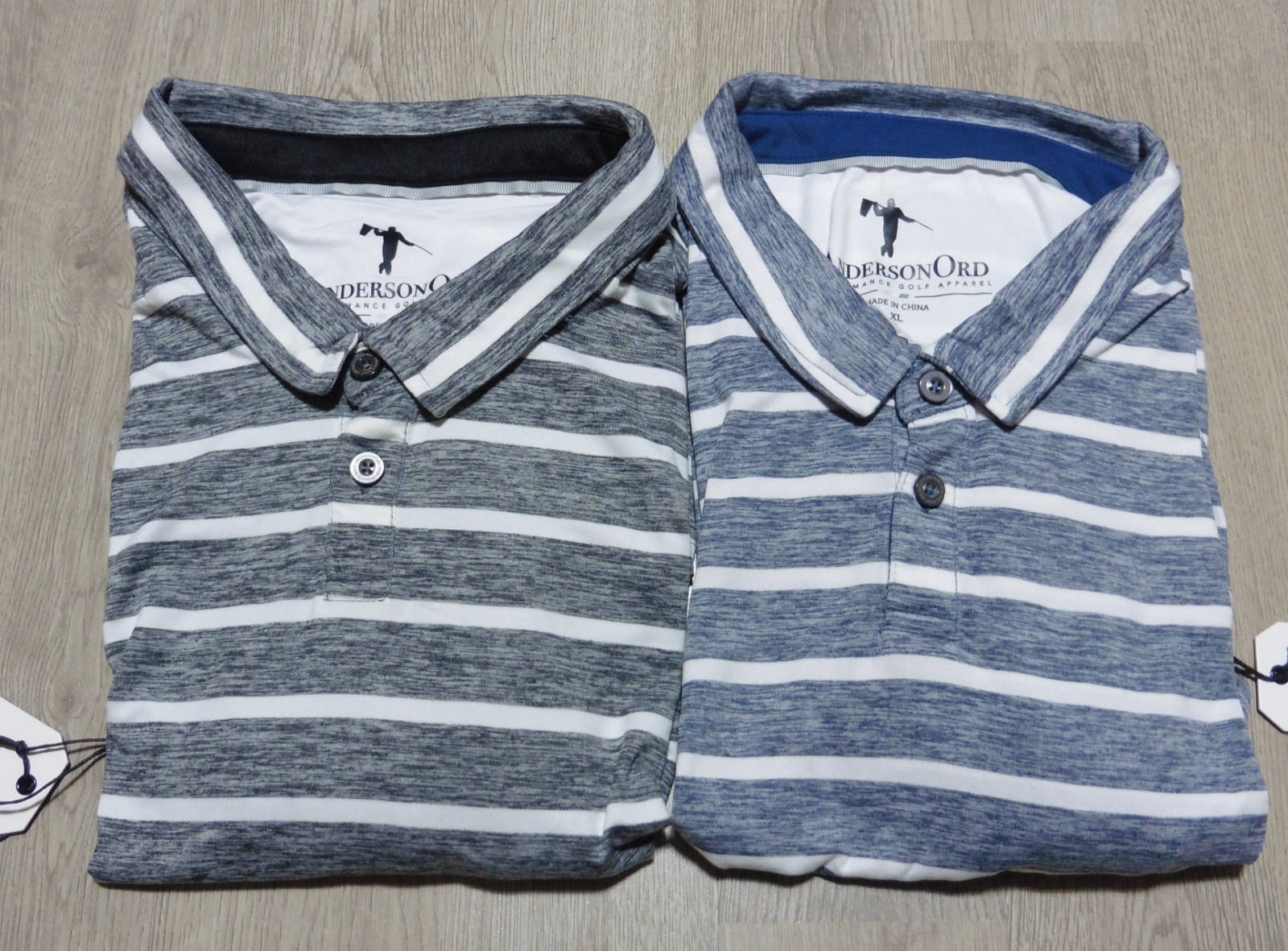 Anderson Ord Men’s XL Lot 2 Golf Polo Shirts Black Blue Heather SS NWT