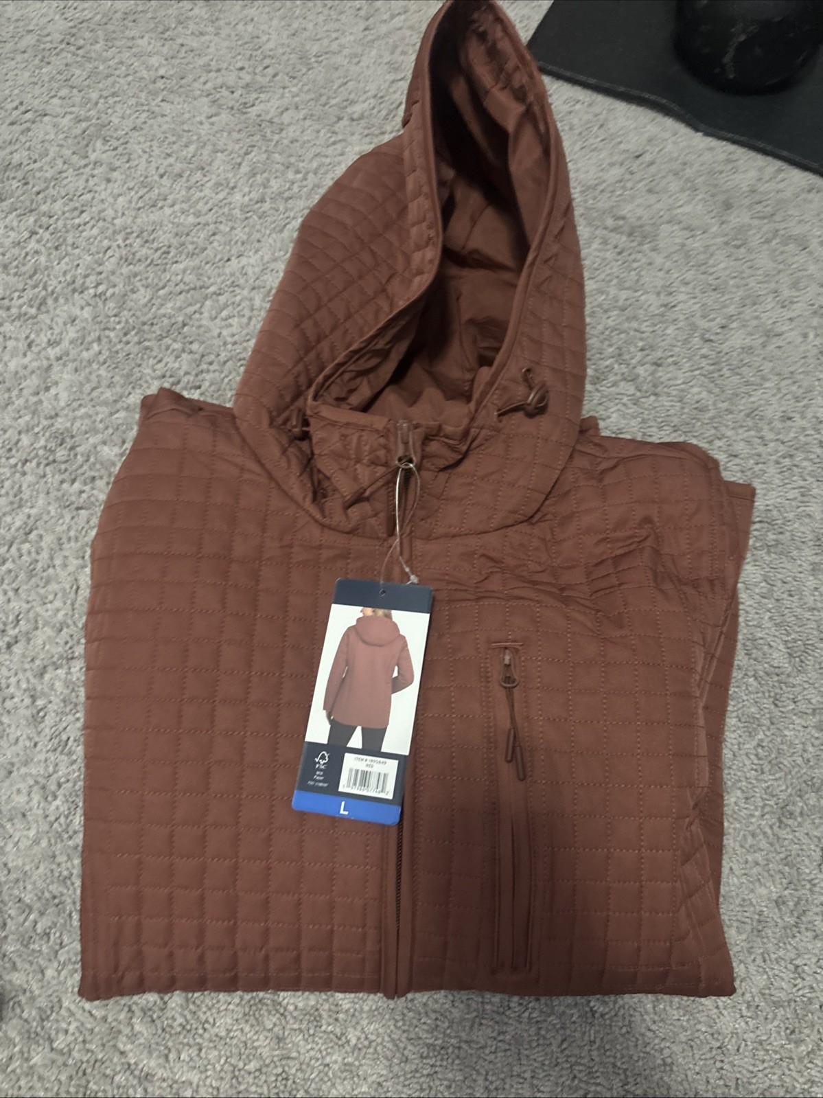 Lands’ End Women’s Inside Pocket Adjustable Hood Quilted Jacket, Red, Size L