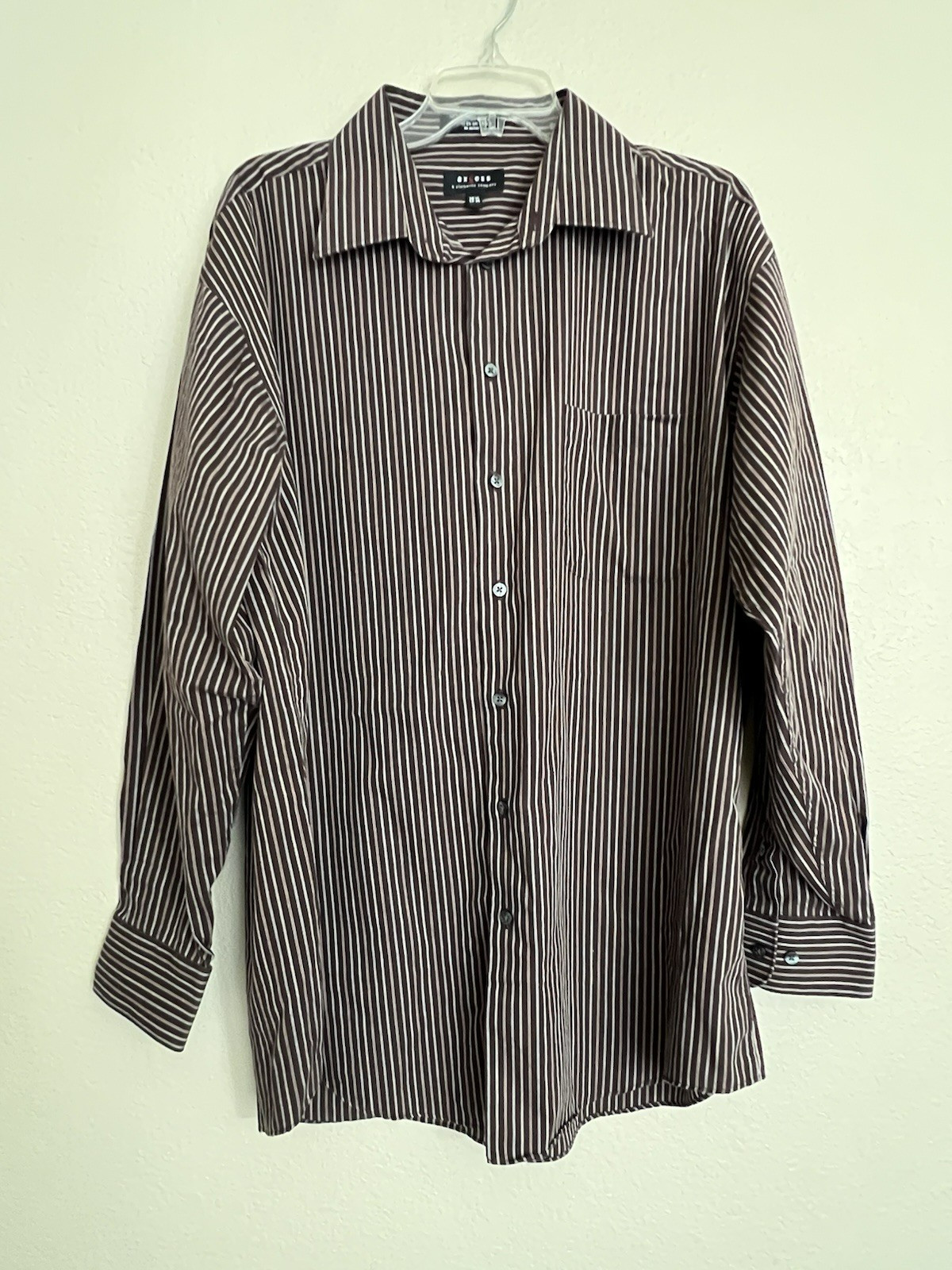 Axcess Men’s Button Down Long Sleeve Brown Shirt 16 1/2 34-35 100% Cotton