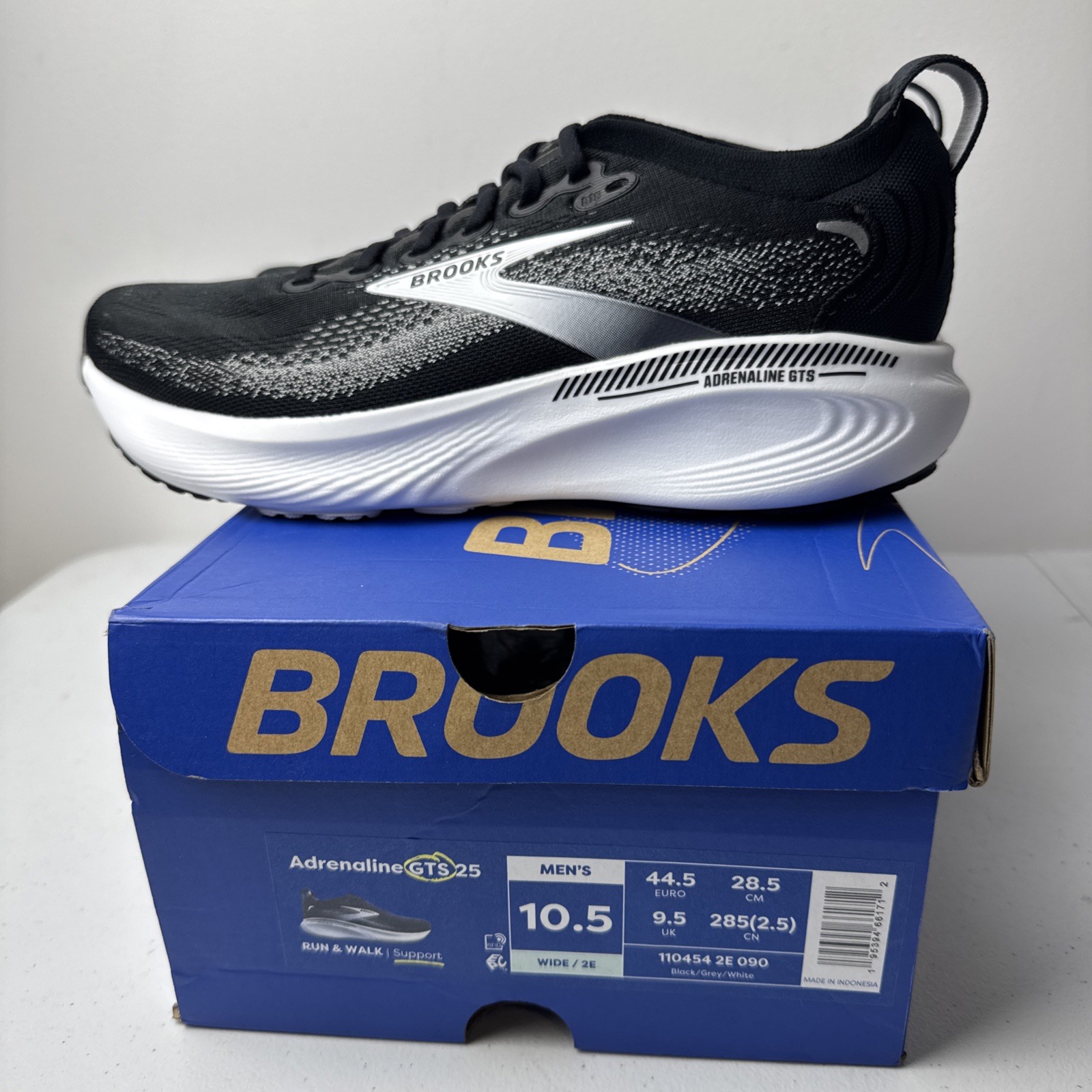 Size 10.5EE -Brooks Adrenaline GTS 25 Black Shoe Men’s 1104542E090 *NEW W/BOX*