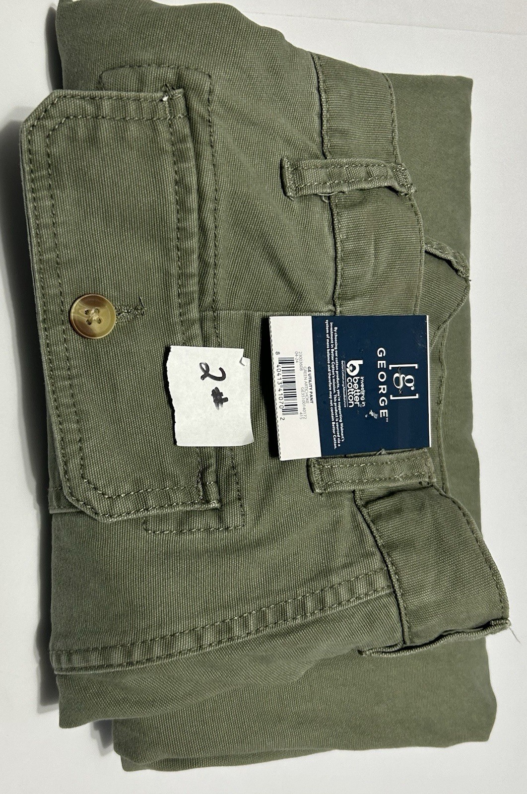 George Men’s Utility Straight Leg Mid Rise Pants NWT Size 30 Green Artichoke