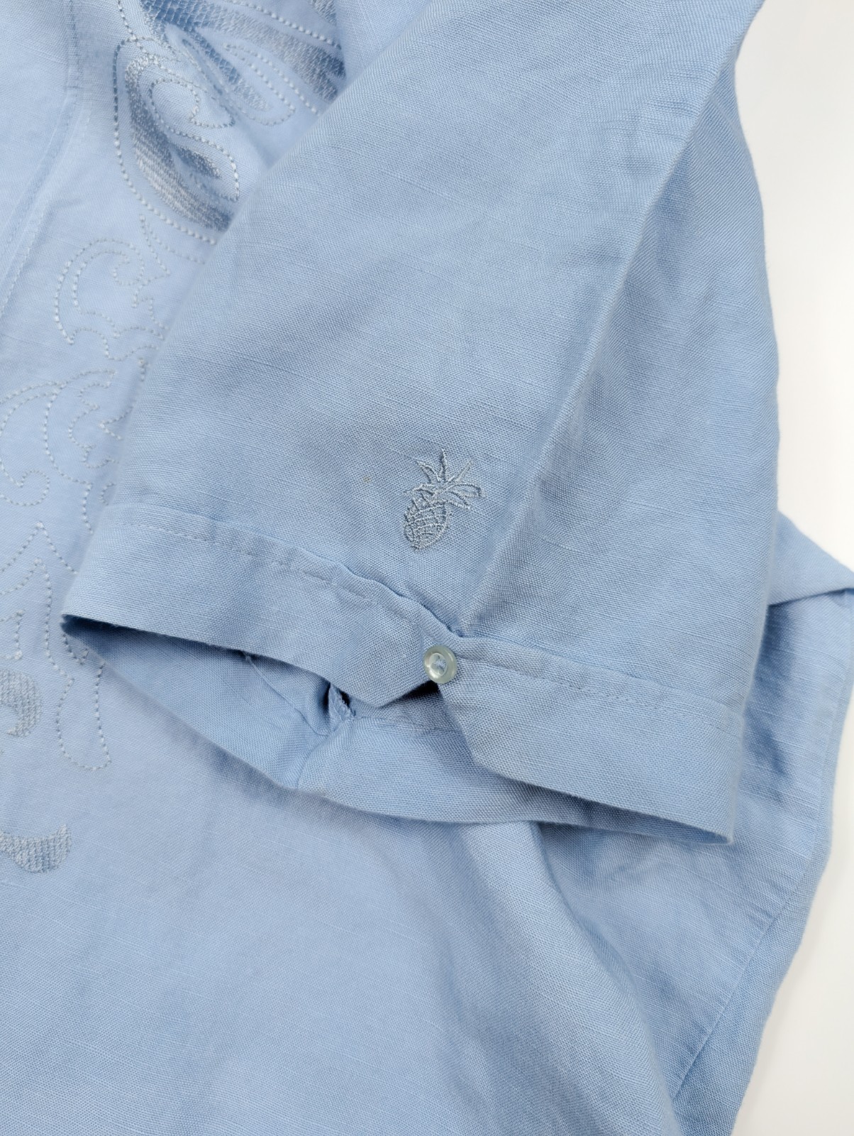 Cubavera Herencia Heritage Fit Blue Button S/Sleeve Guayabera Men’s Size L NWOT