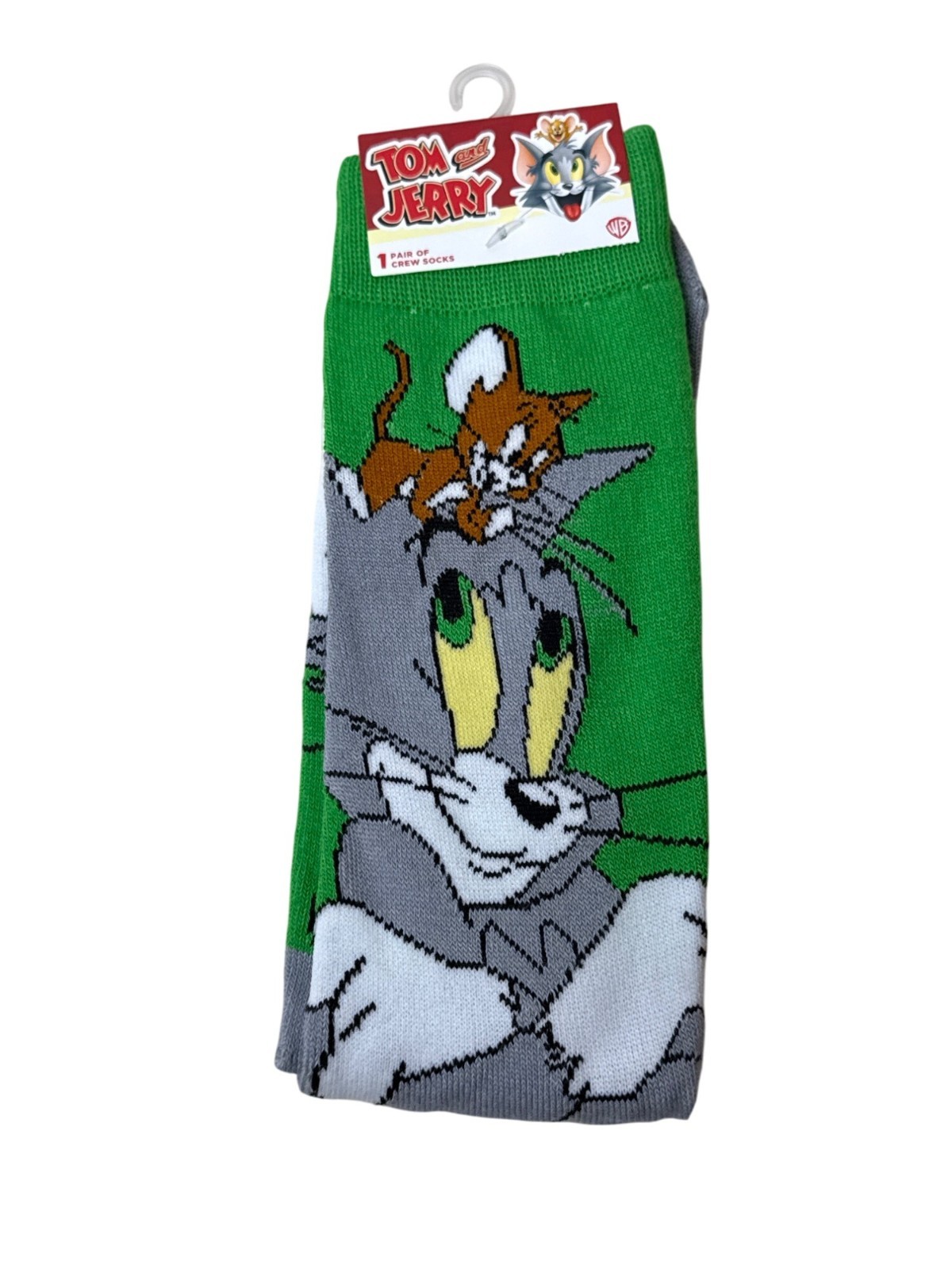 Tom and Jerry Crew Socks Green Cartoon Graphic Men’s One Size NWT