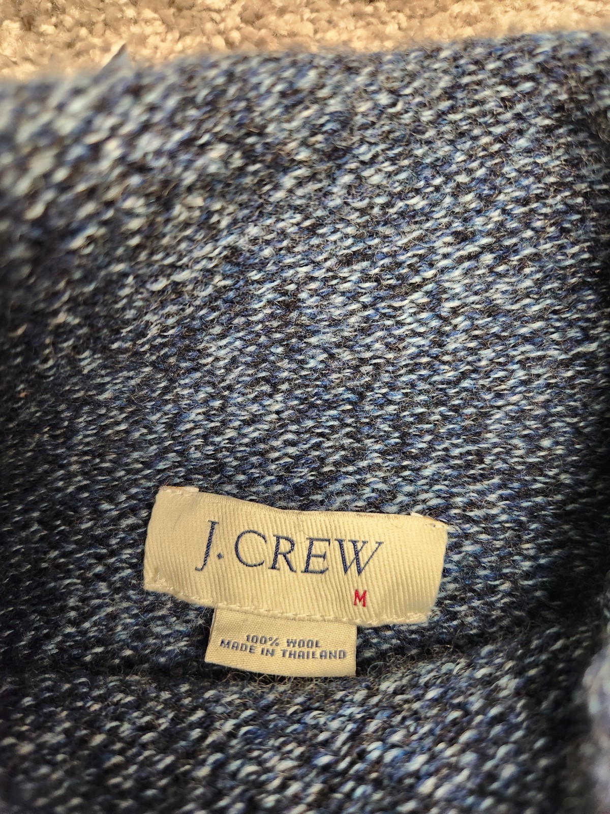 J Crew Mens M Wool Heavyweight Sweater Blue Fisherman Knit Turtle Neck