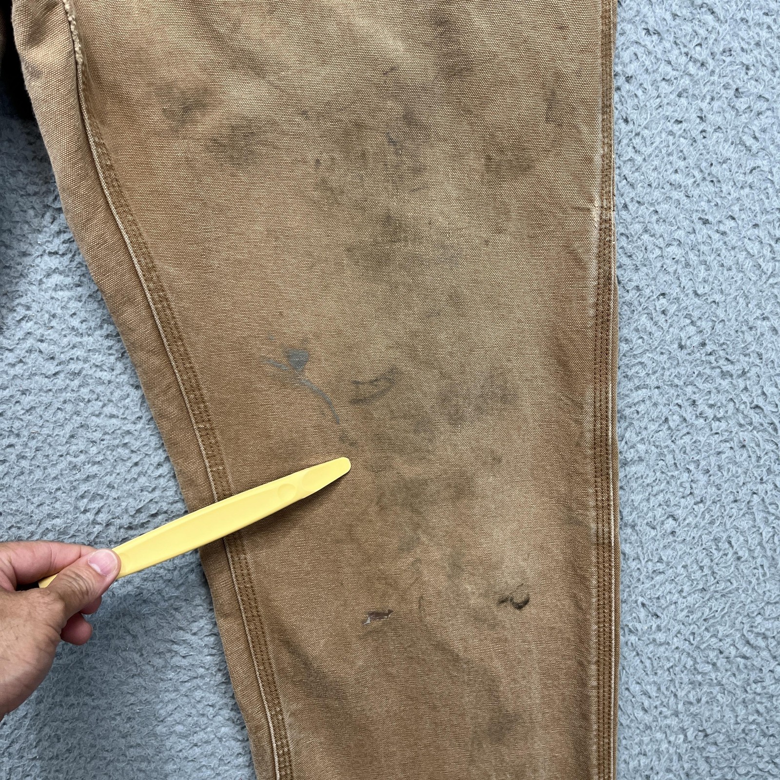 Carhartt FR Dungaree Fit Carpenter Pants Mens 36×30 Brown Canvas FRB229 Work