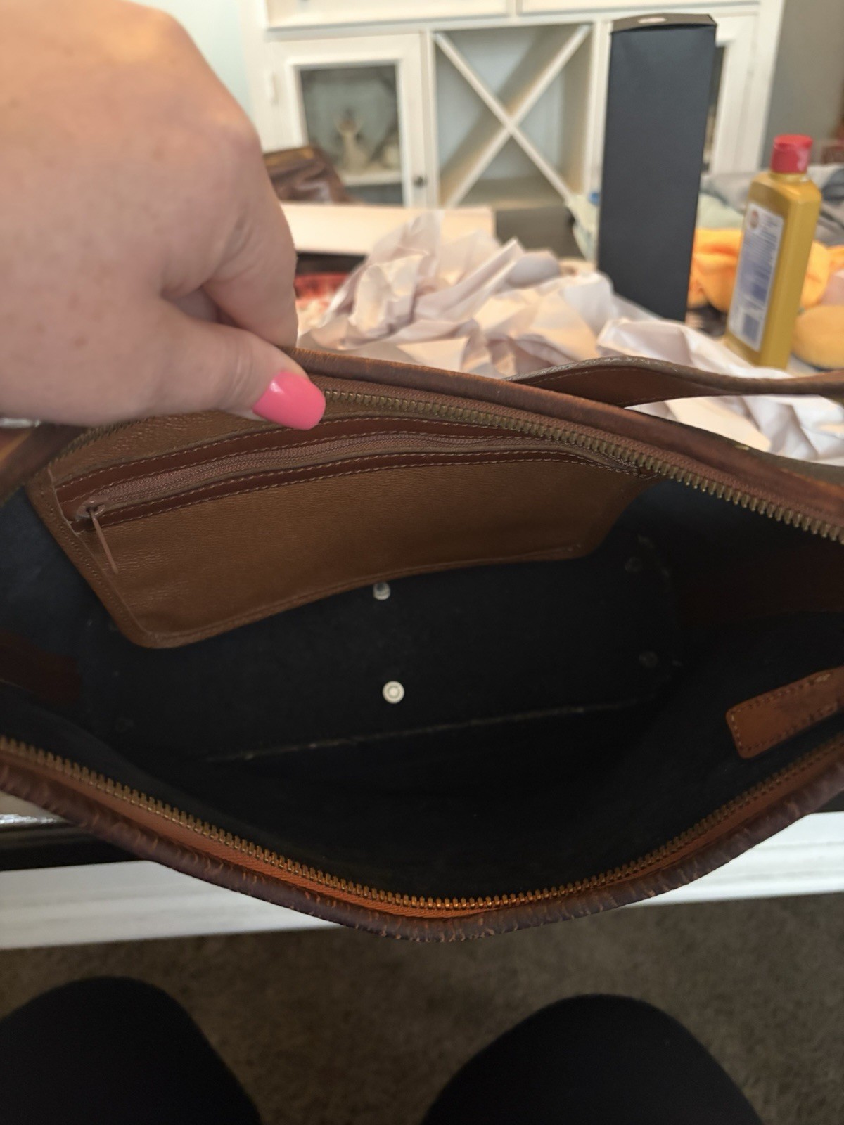 Vintage Dooney & Bourke Navy/Brown Pebbled Large Hobo Shoulder Bag Zip