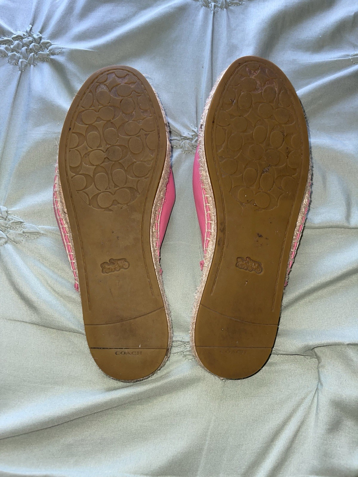 Coach Pink Leather Tassel Slip-On Flats Women’s EU 37.5 Closed Toe