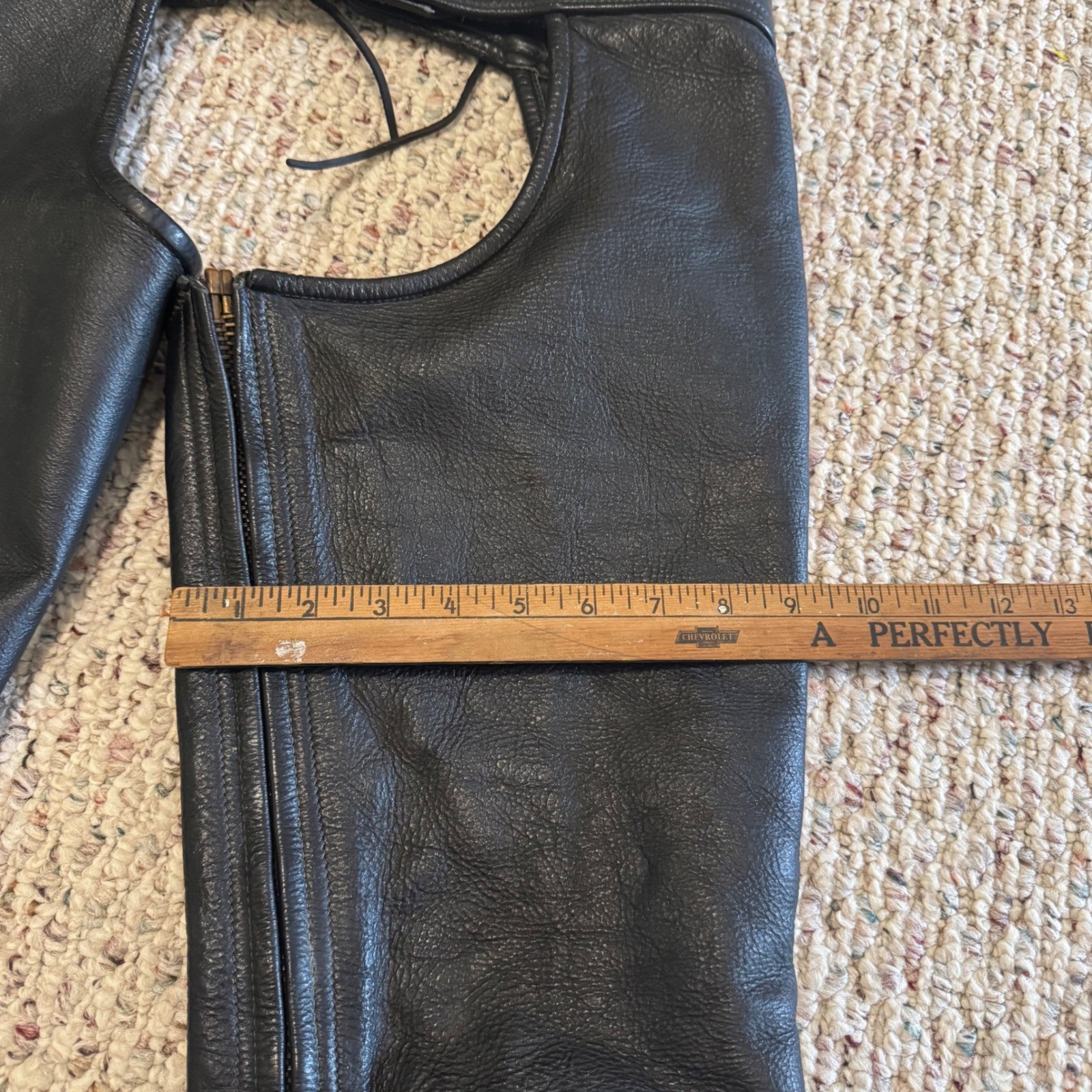 Vintage Image Leather San Francisco Black Leather Motorcycle Chaps Adjustable