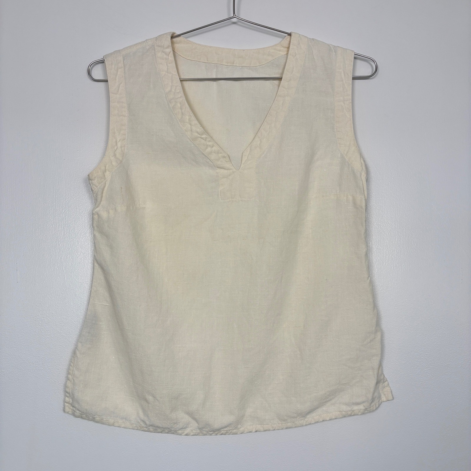 Ecolution Womens Tank Top Size S Cream Eco-Hemp V-Neck Sleeveless Shell