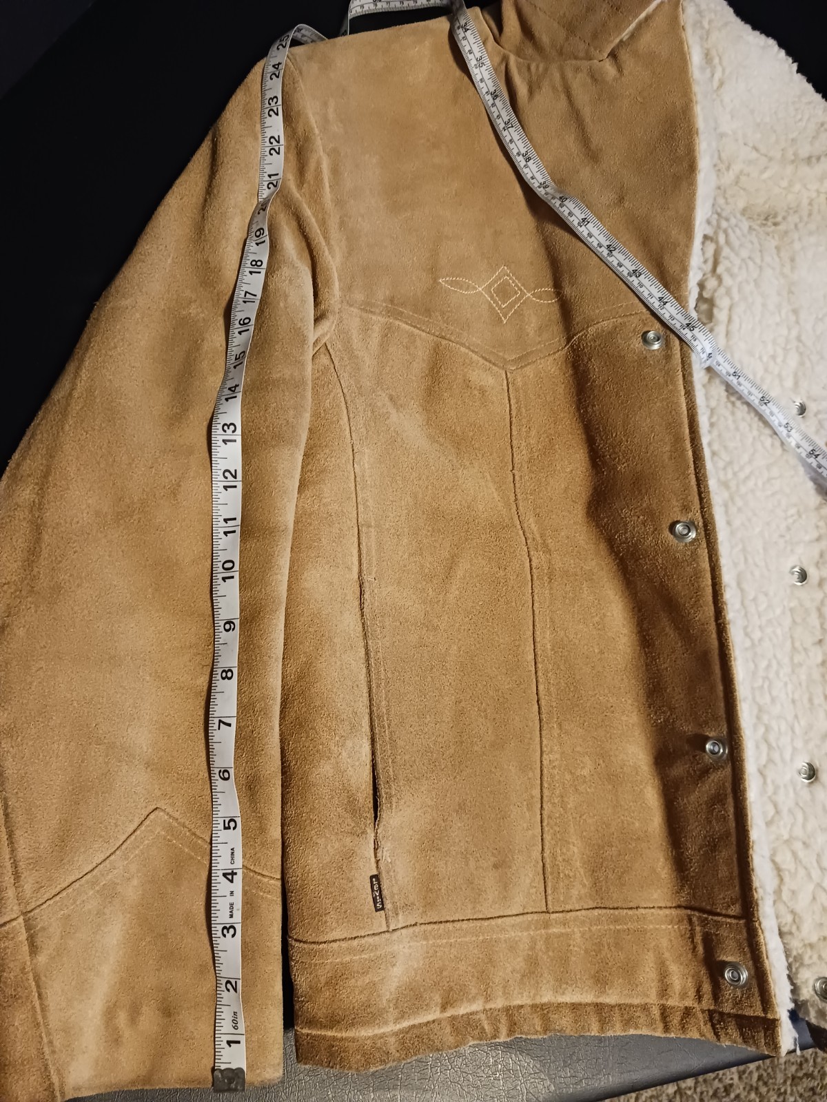 Vintage Levis Suede Cowhide Leather Western Sherpa Jacket Brown Tab Mens L Rare!