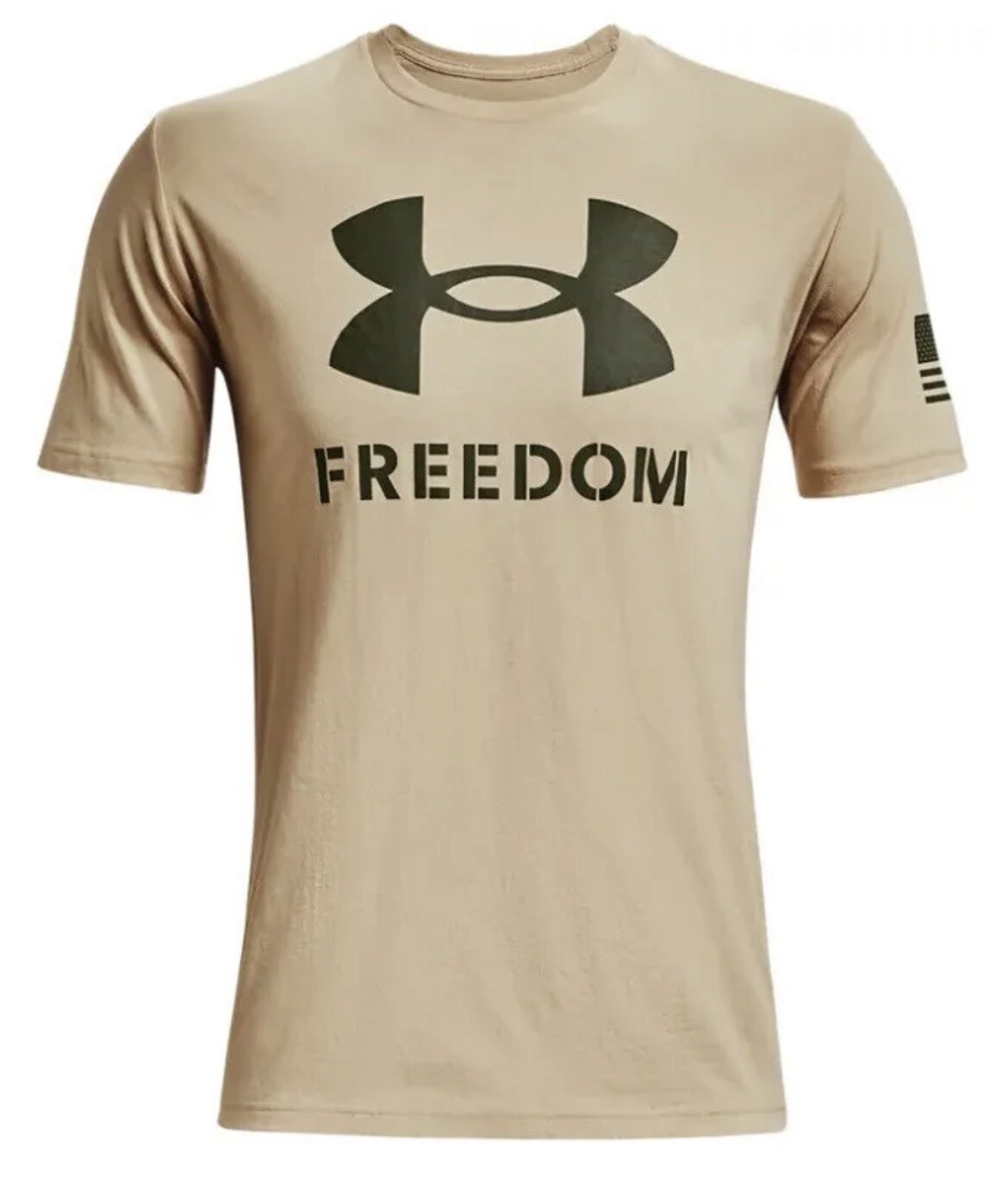 Under Armour UA Freedom Logo Cotton Desert Sand Coyote Tan Shirt Mens Large New