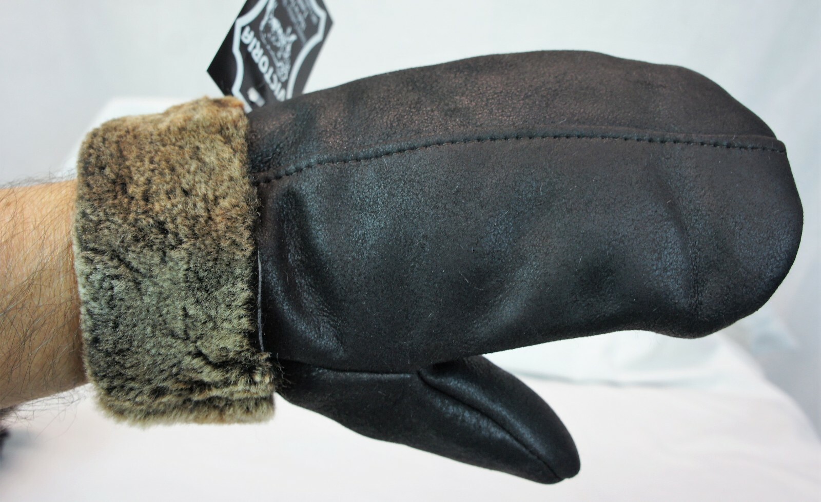 REAL GENUINE SHEEPSKIN SHEARLING LEATHER MITTENS UNISEX BROWN / BROWN ASH S-2XL