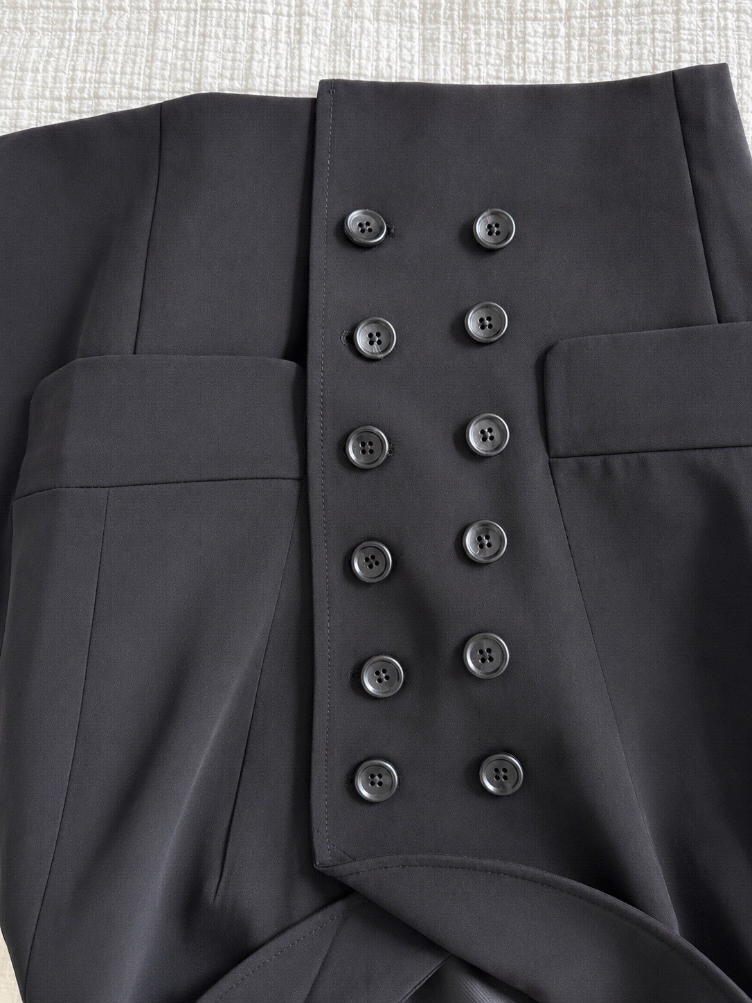 Elizabeth and James Black Double-Breasted Ruched Sleeve Blazer Jacket Size 8