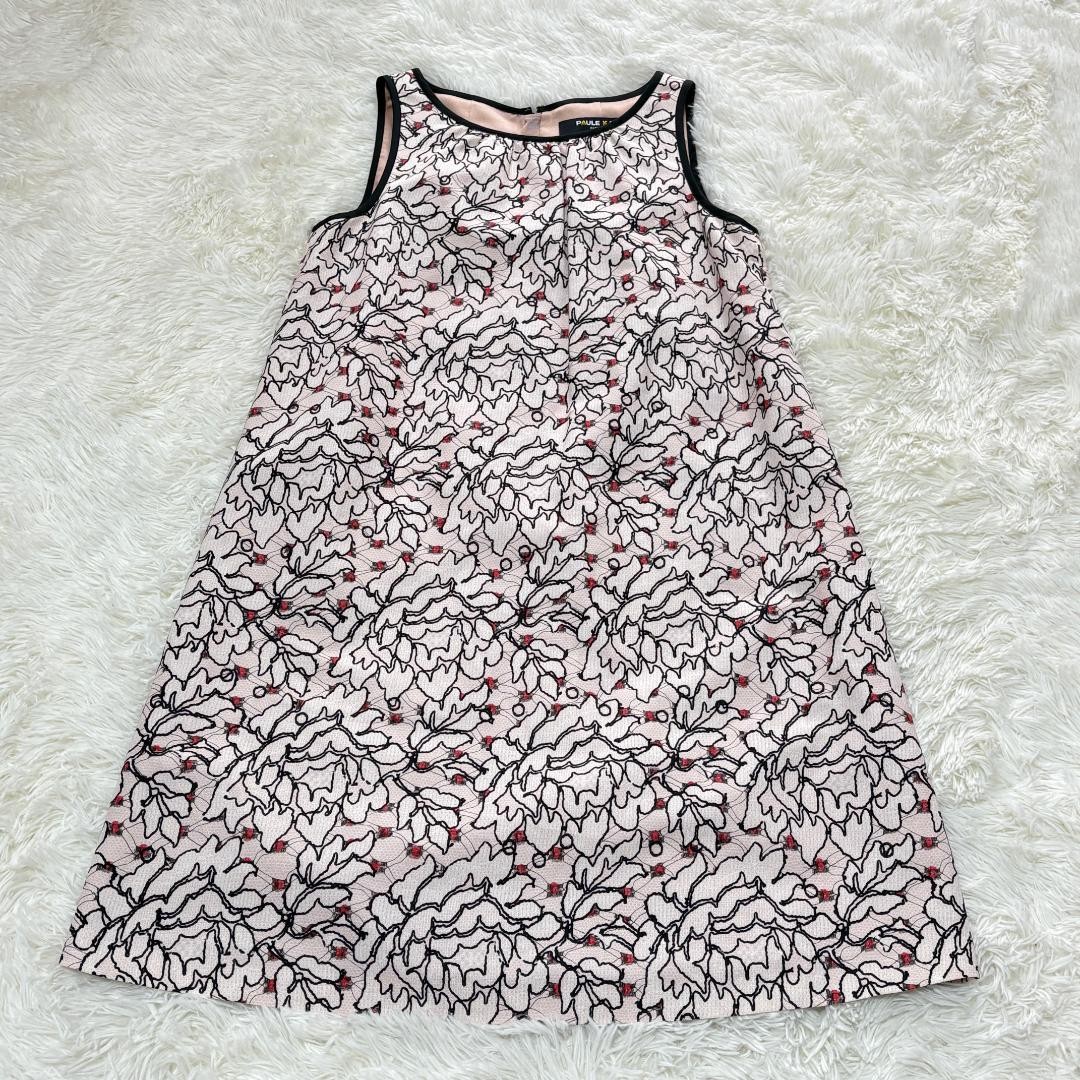 PAULE KA Floral Print Sleeveless Dress Size 38 White/Black/Red