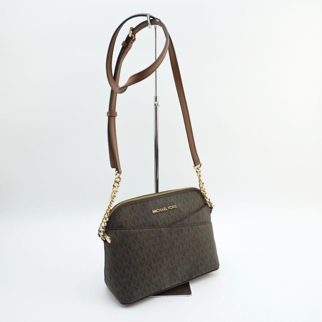 Michael Kors Dome Crossbody Medium Brown Logo Shoulder Bag Auth