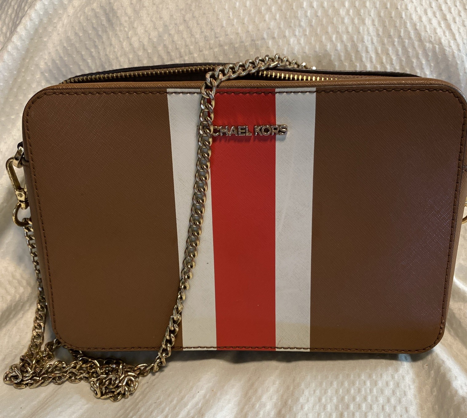 Michael Kors Women Jet Set Logo Stripe Crossbody Messenger Bag