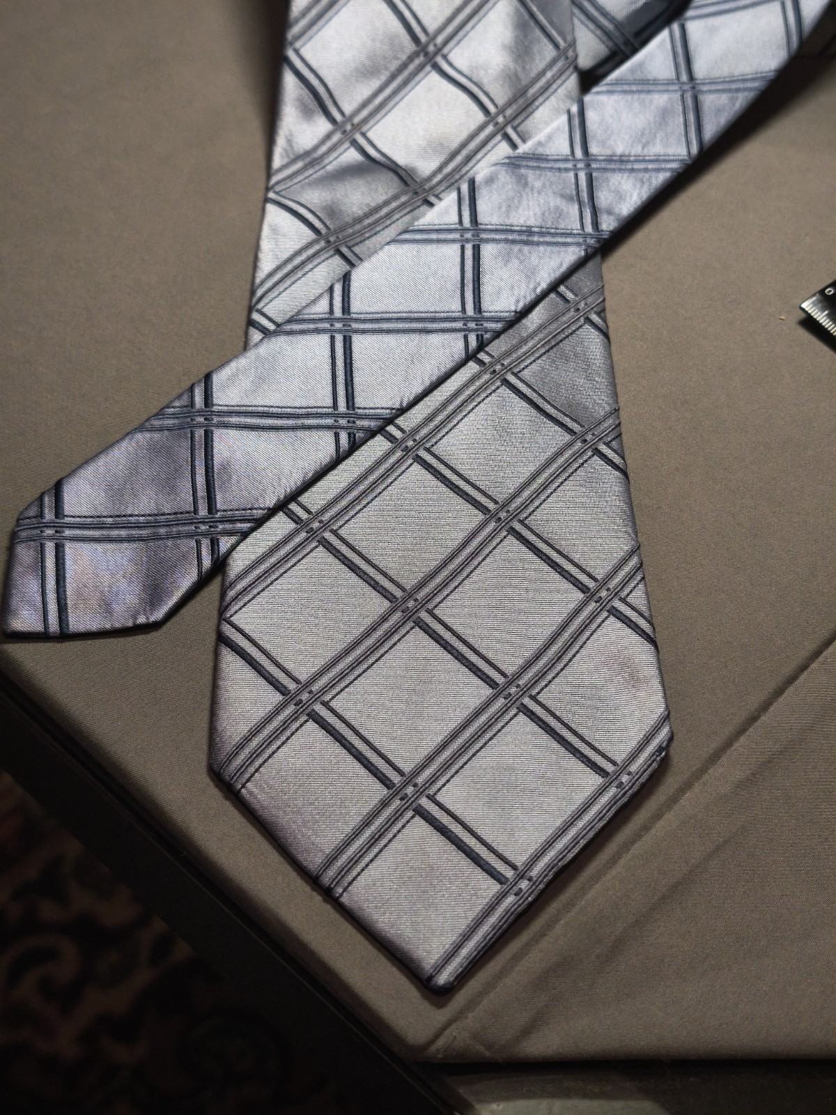 Tino Cosma – Solid Color Grey Scottish Tartan Silk Tie Made in Italy