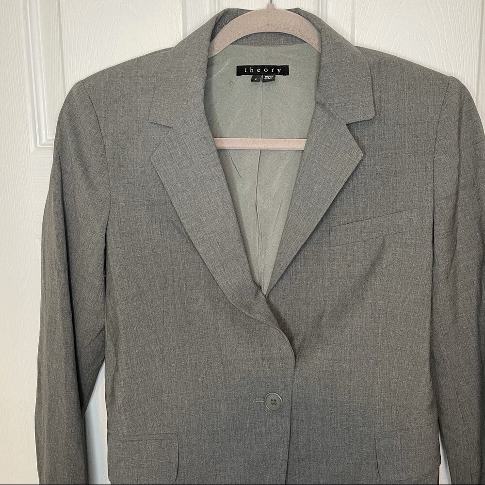 Theory Grey Wool Blend Classic Blazer Jacket 2