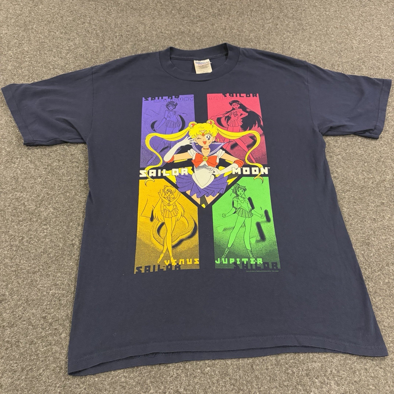 Vintage Sailor Moon & Scouts Graphic T-Shirt Size Large 1998 Manga Anime Toei