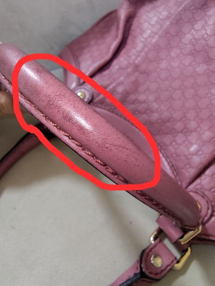 Gucci Shoulder Bag Sukey Leather Shima Micro GG Pink Authentic 420T0450