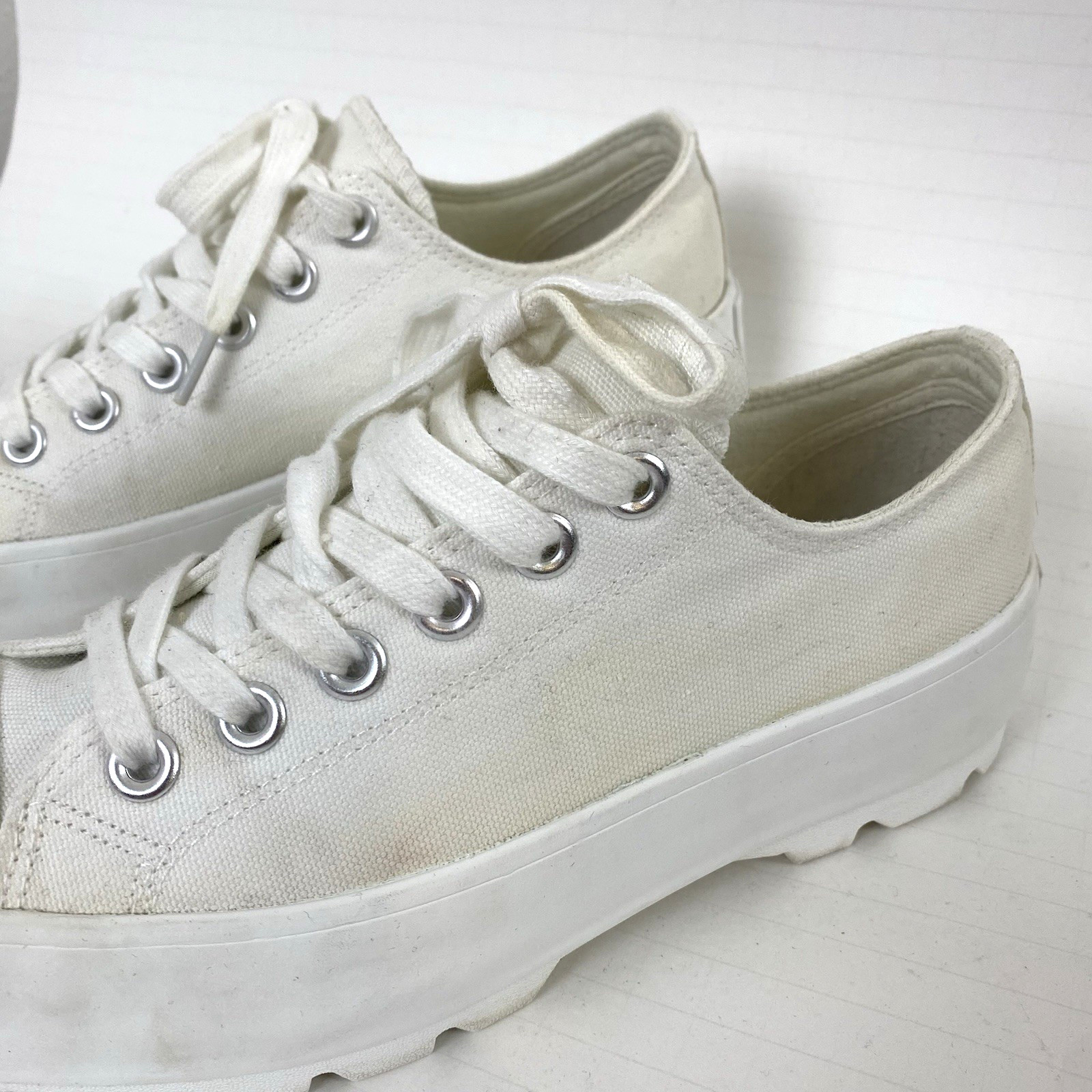 Sincerely Jules Womens Vasco Chunky Platform Sneakers 7 1/2 White Lug Sole Laces