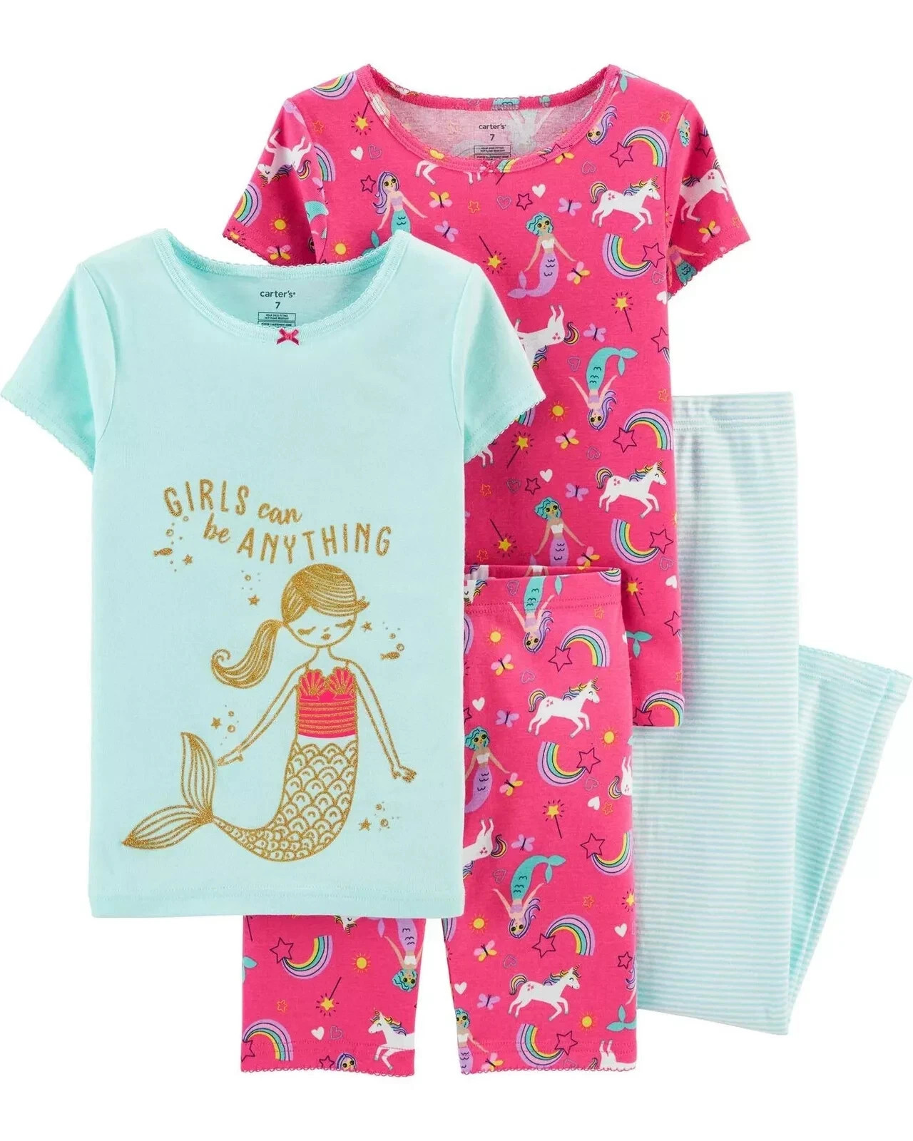 Carter’s Girls 4-Piece 100% Snug Fit Cotton PJs Pajama Set