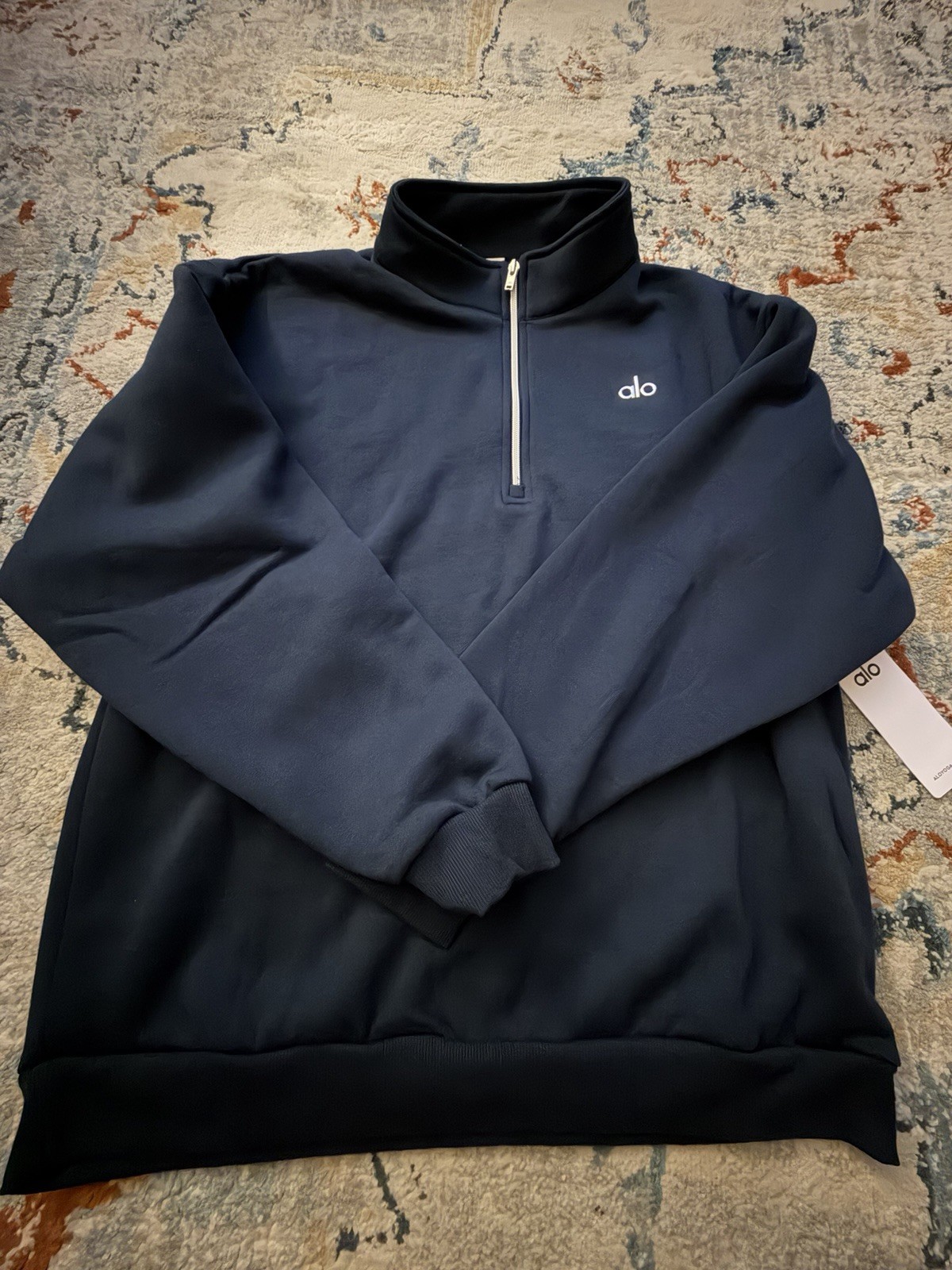 Alo Yoga Accolade 1/4 Zip Pullover Sweatshirt Navy Blue NWT Size L