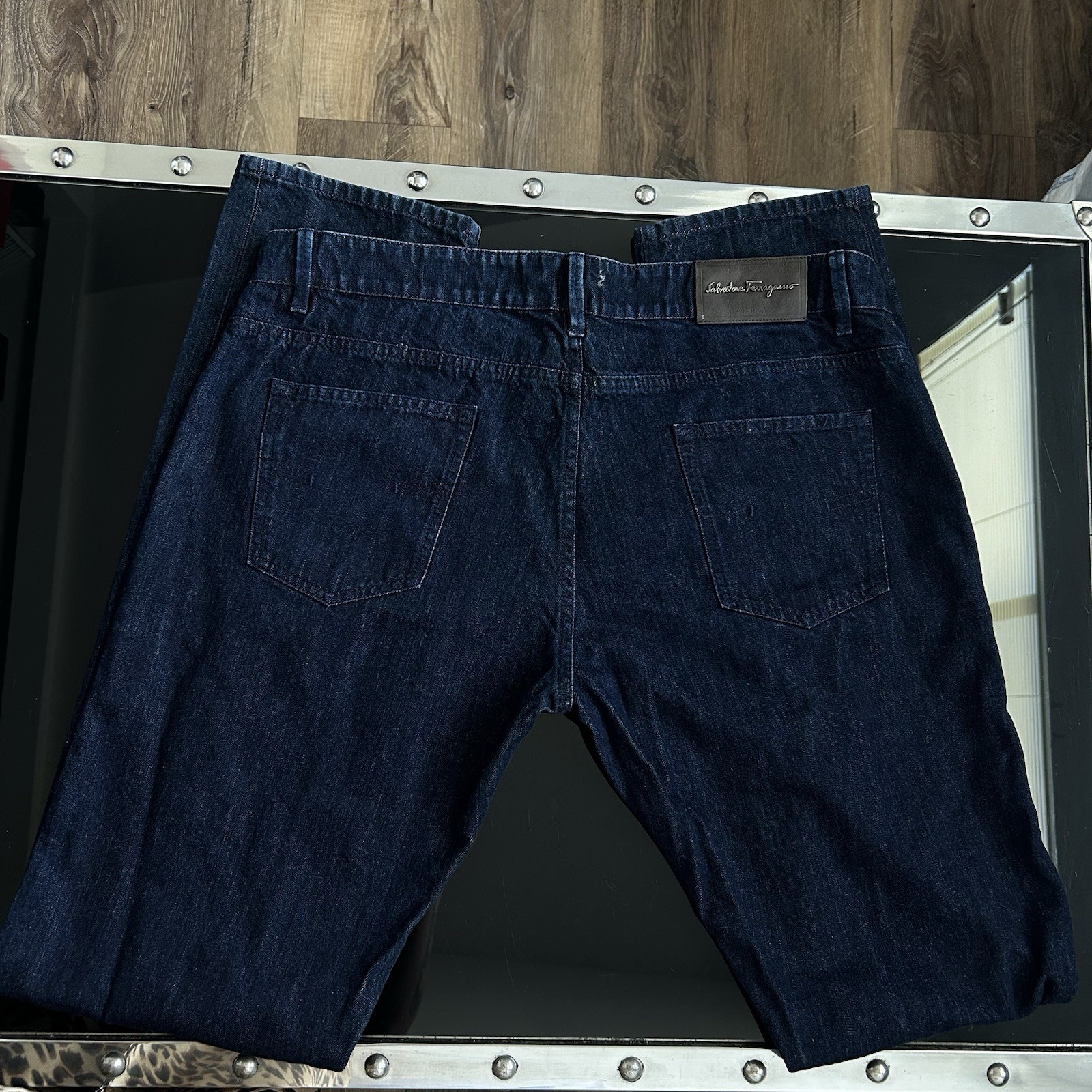 Salvatore Ferragamo Dark blue men’s denim jeans with a relaxed fit
