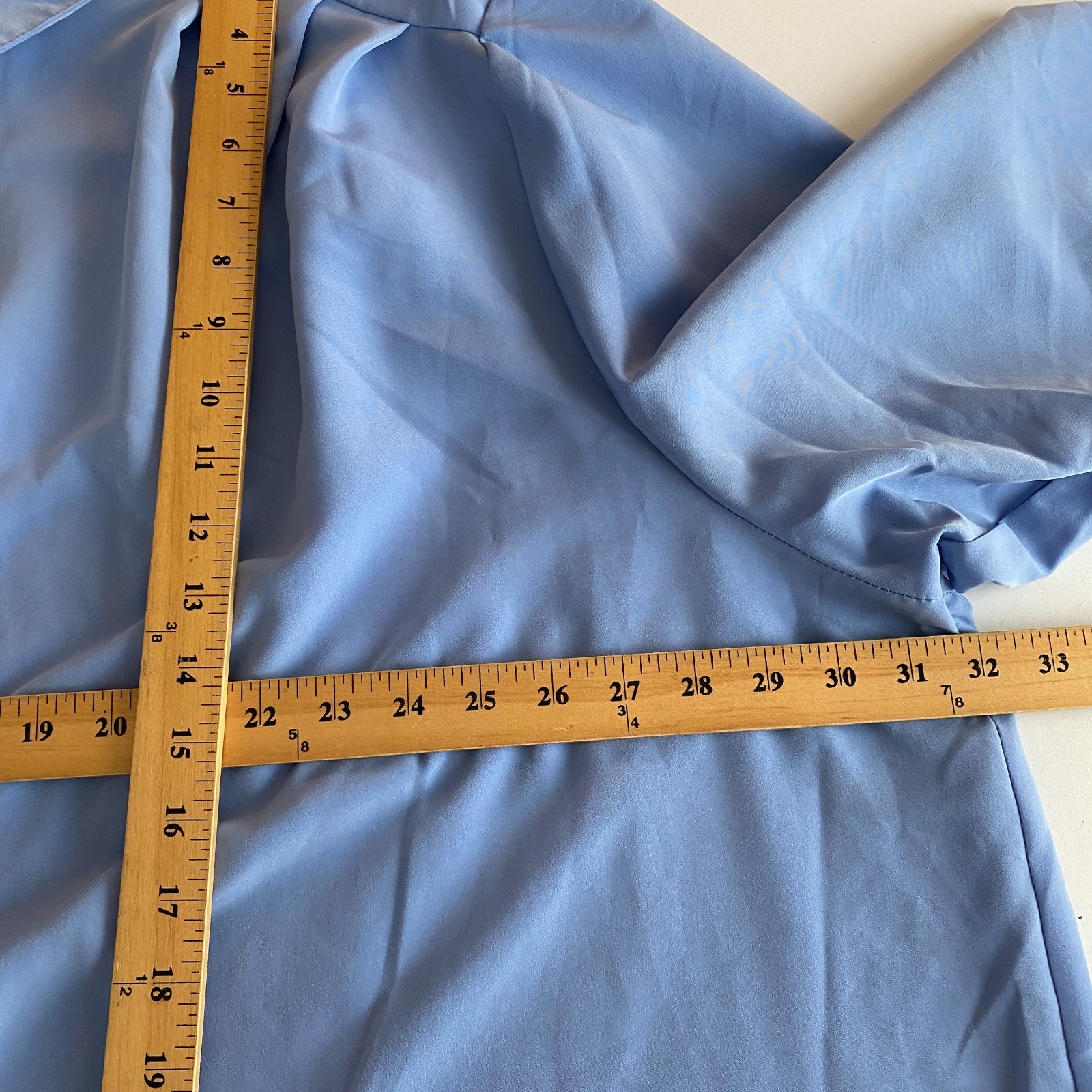 Woman Within Button Up Tunic Shirt Size 4X Blue 3/4 Cuffed Sleeve