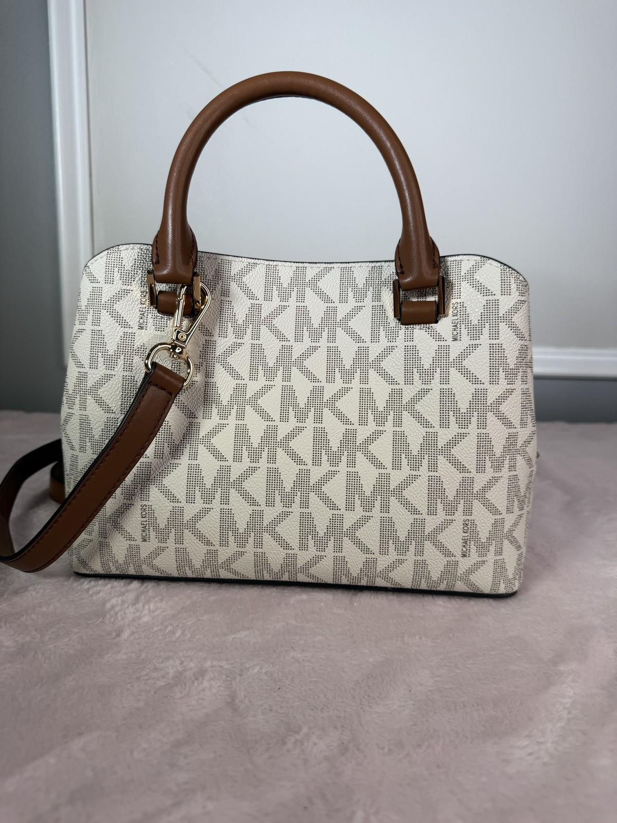 Michael Kors small satchel vanilla monogram