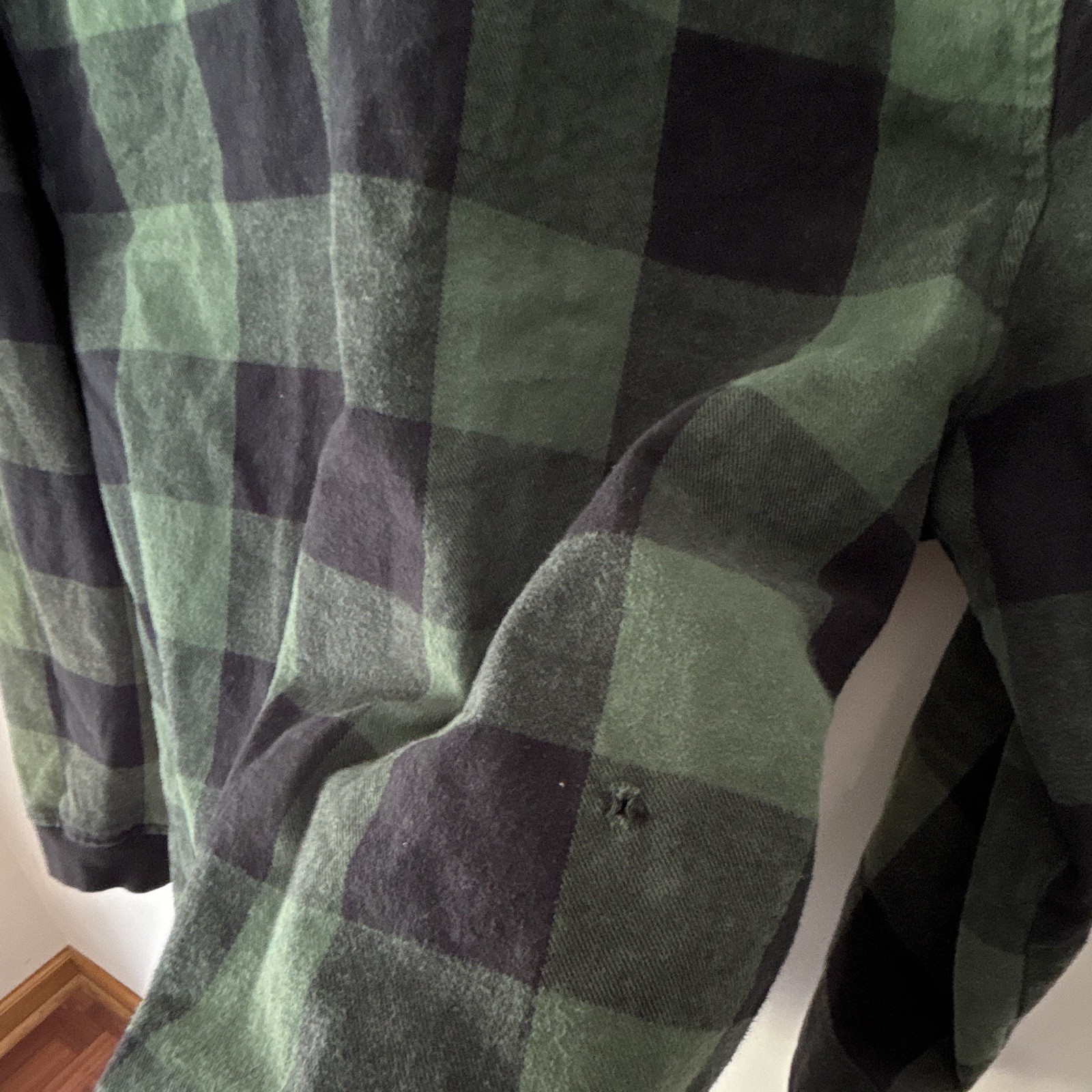 Bespoke Shirt Mens XL Green Black Plaid Flannel Long Sleeve Button-Up Pockets