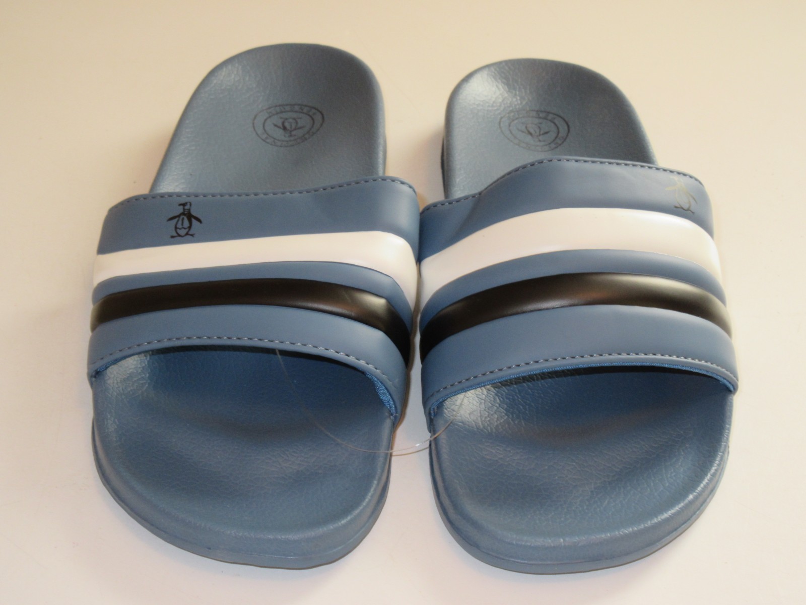 Original Penguin Men’s Earle Slide Sandal Blue White Dark Blue Black NWT Classic