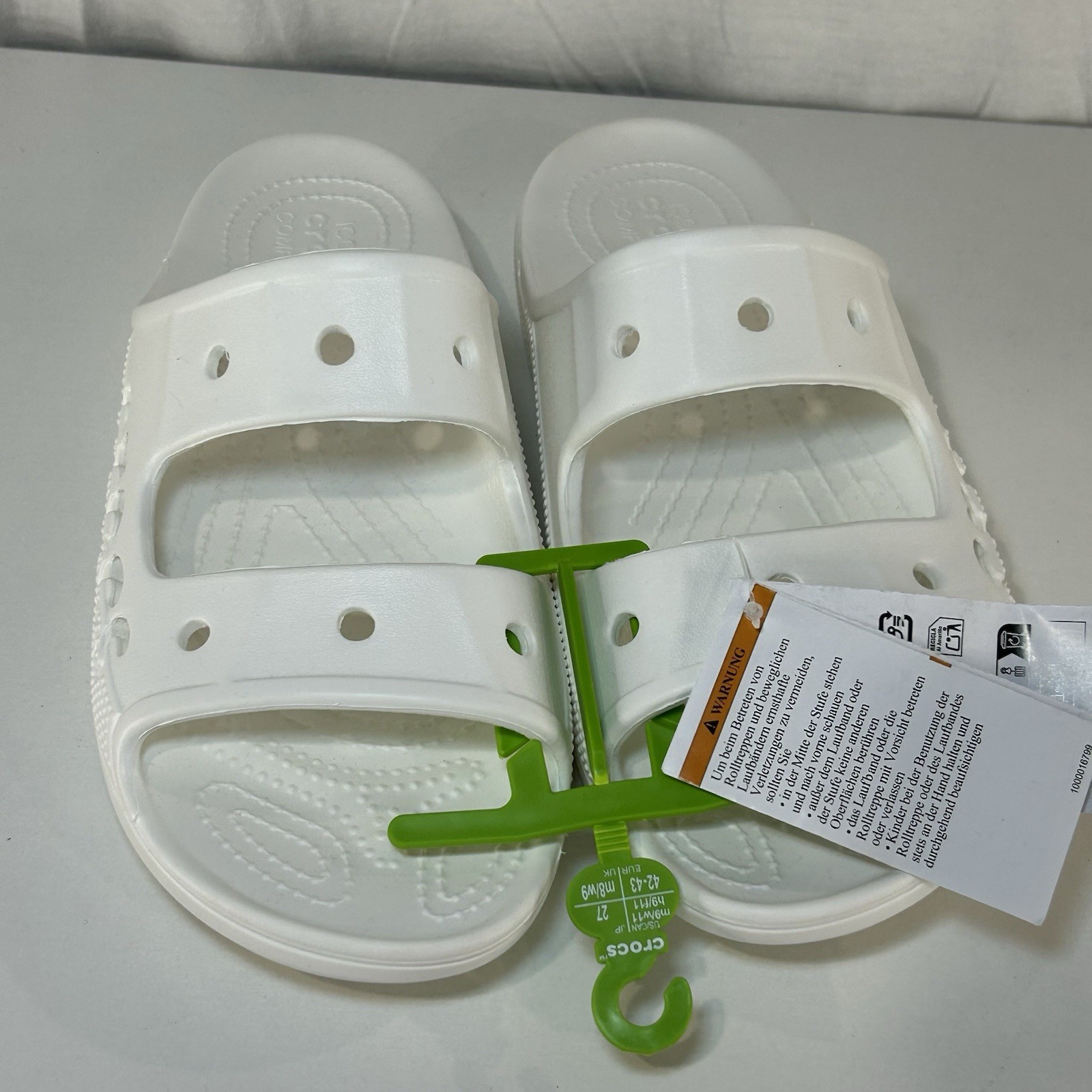 Crocs Baya Slide Sandals White 2 Strap Shoes Size Mens 9 Womens 11