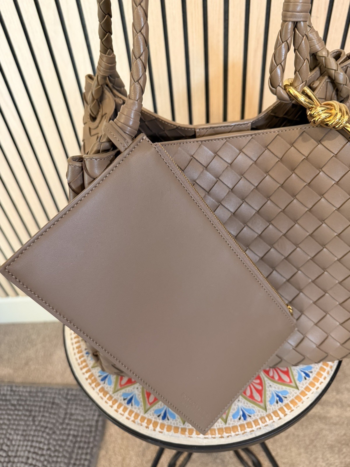 Bottega Veneta Intrecciato Large Parachute Shoulder Bag Pinecone