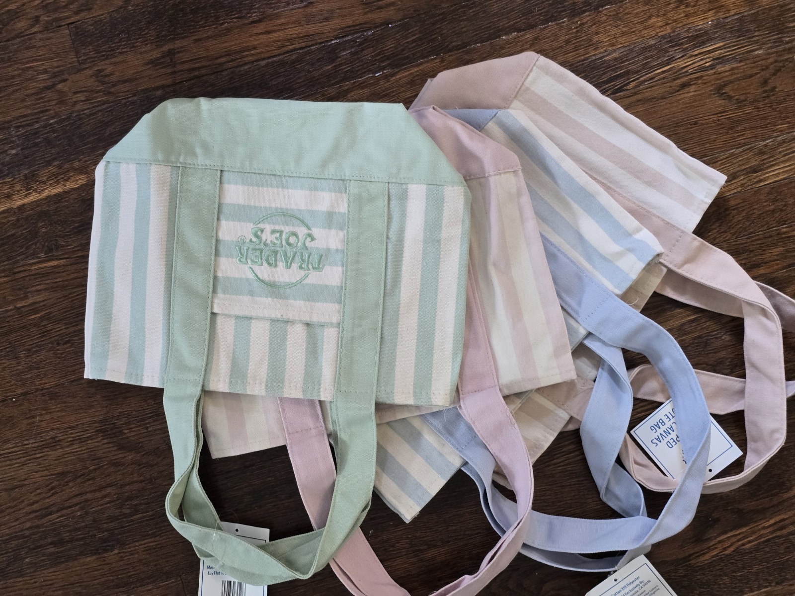 Trader Joe’s Striped Mini Canvas Tote Bag NEW! 4 COLORS!!