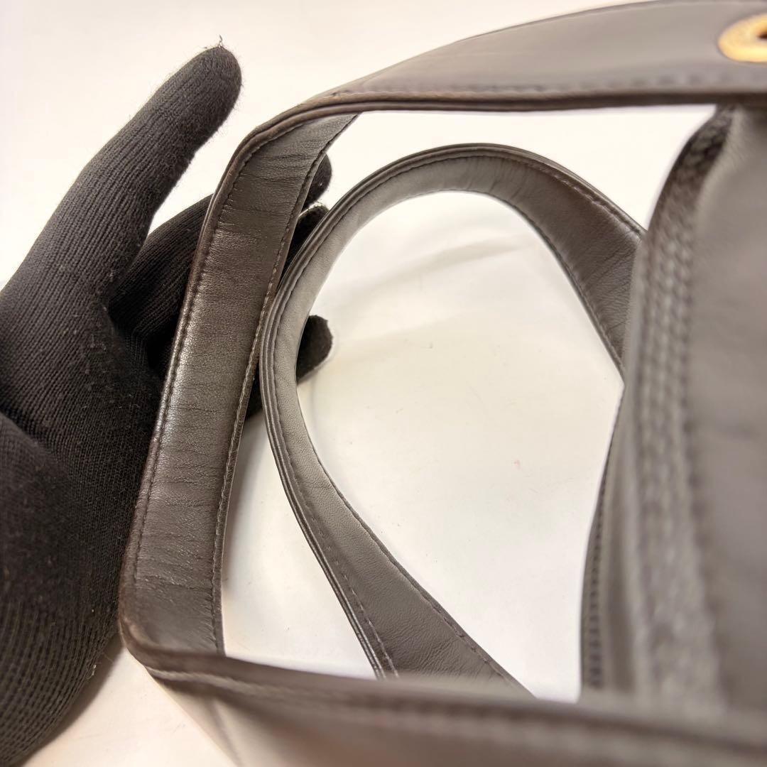 LOEWE Handbag Anagram Nappa Leather Dark Brown Vintage Authentic From Japan